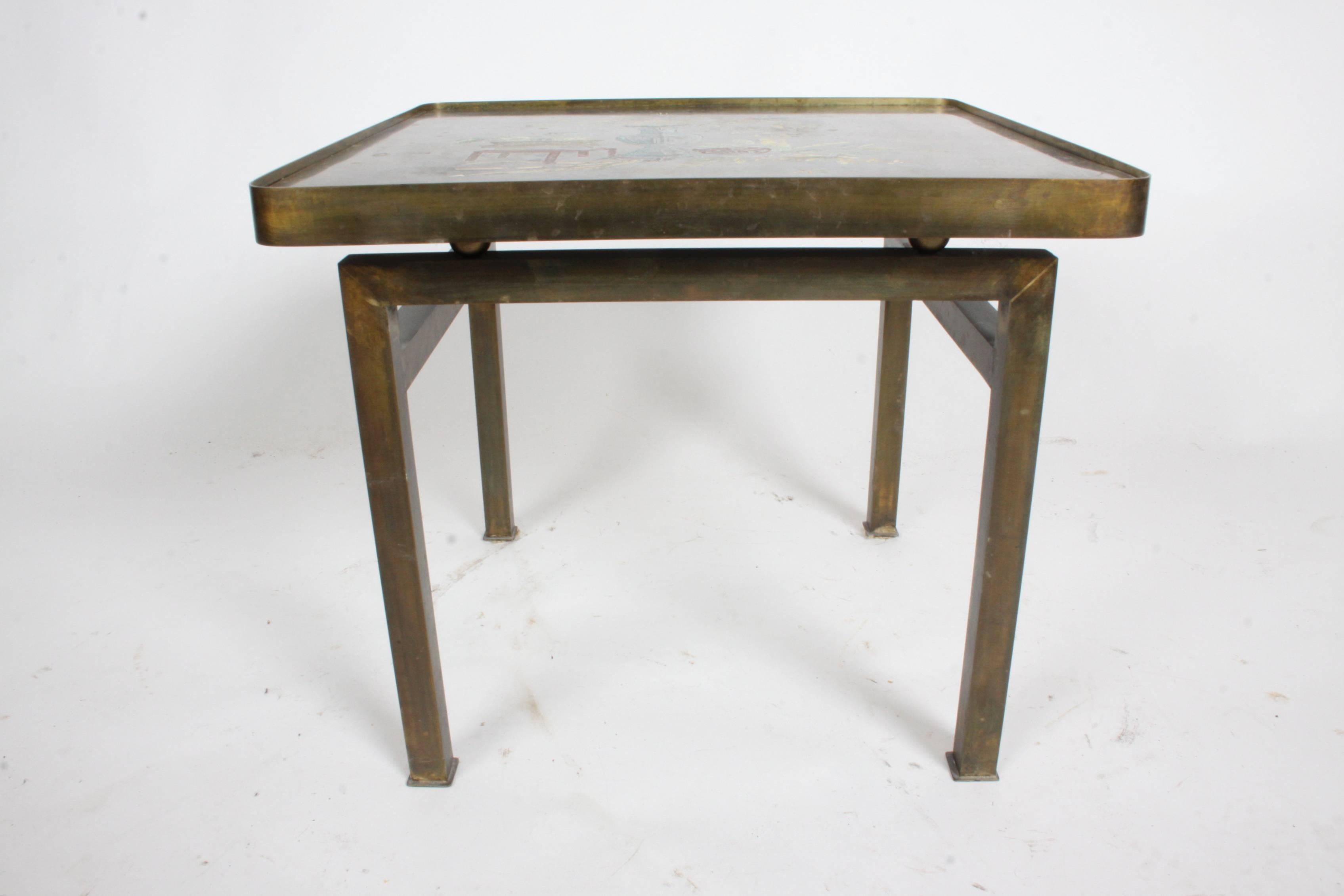 American Philip and Kelvin LaVerne Bronze Enamel Side or Drinks Table with Kang Design