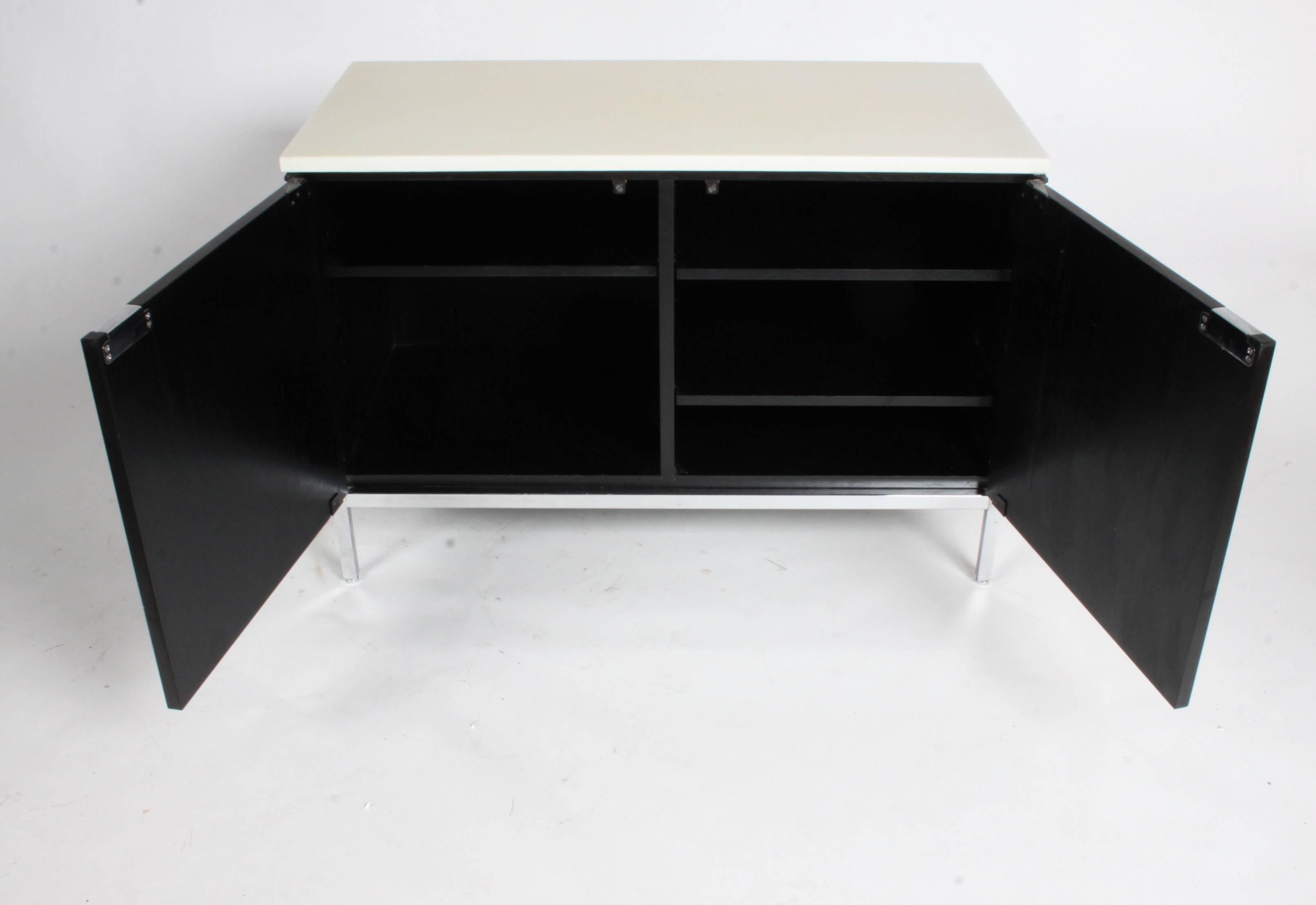 Chrome Florence Knoll Credenza Marble Top Ebony Stain