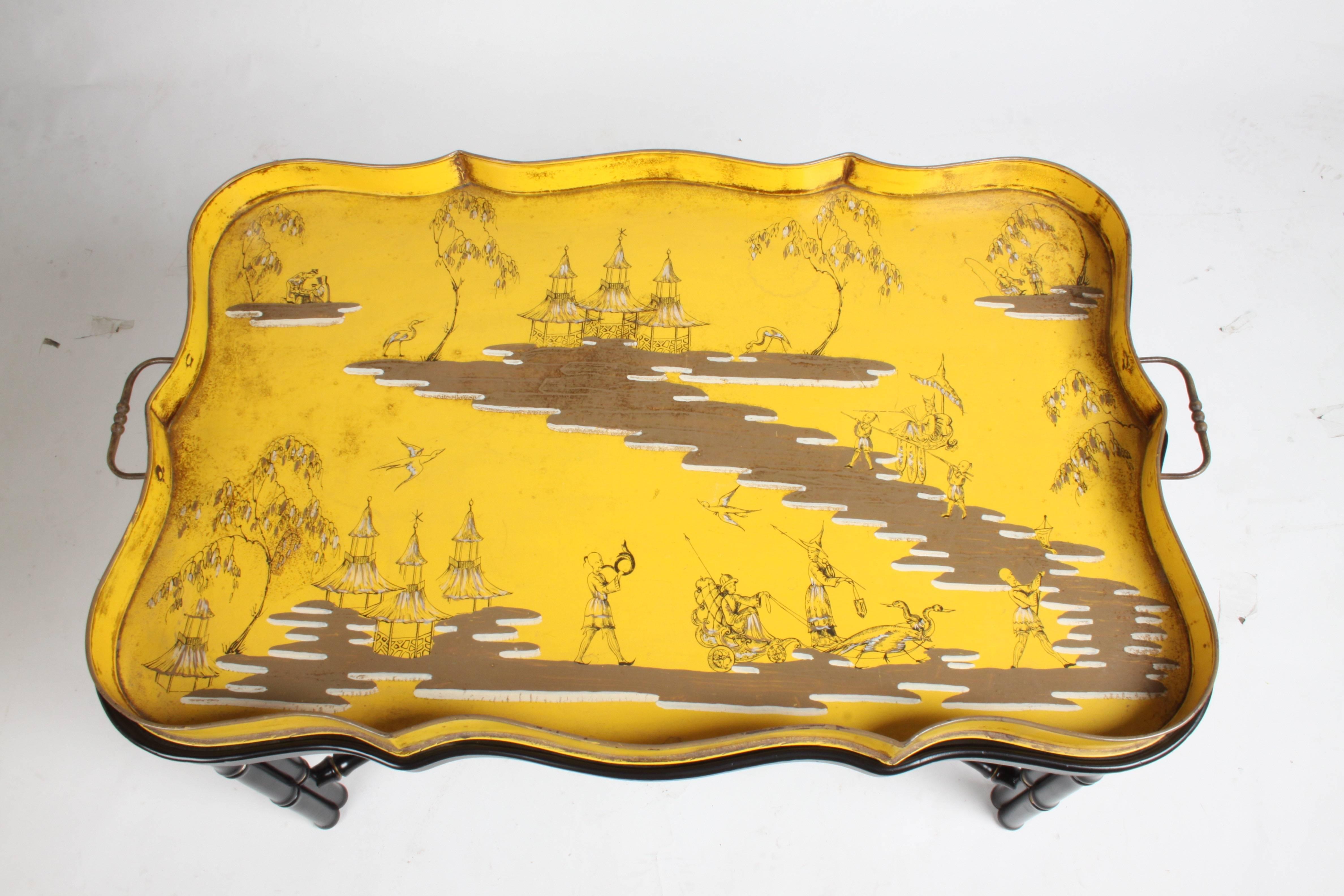 Italian Tole Chinoiserie Tray Cocktail or Coffee Table 2