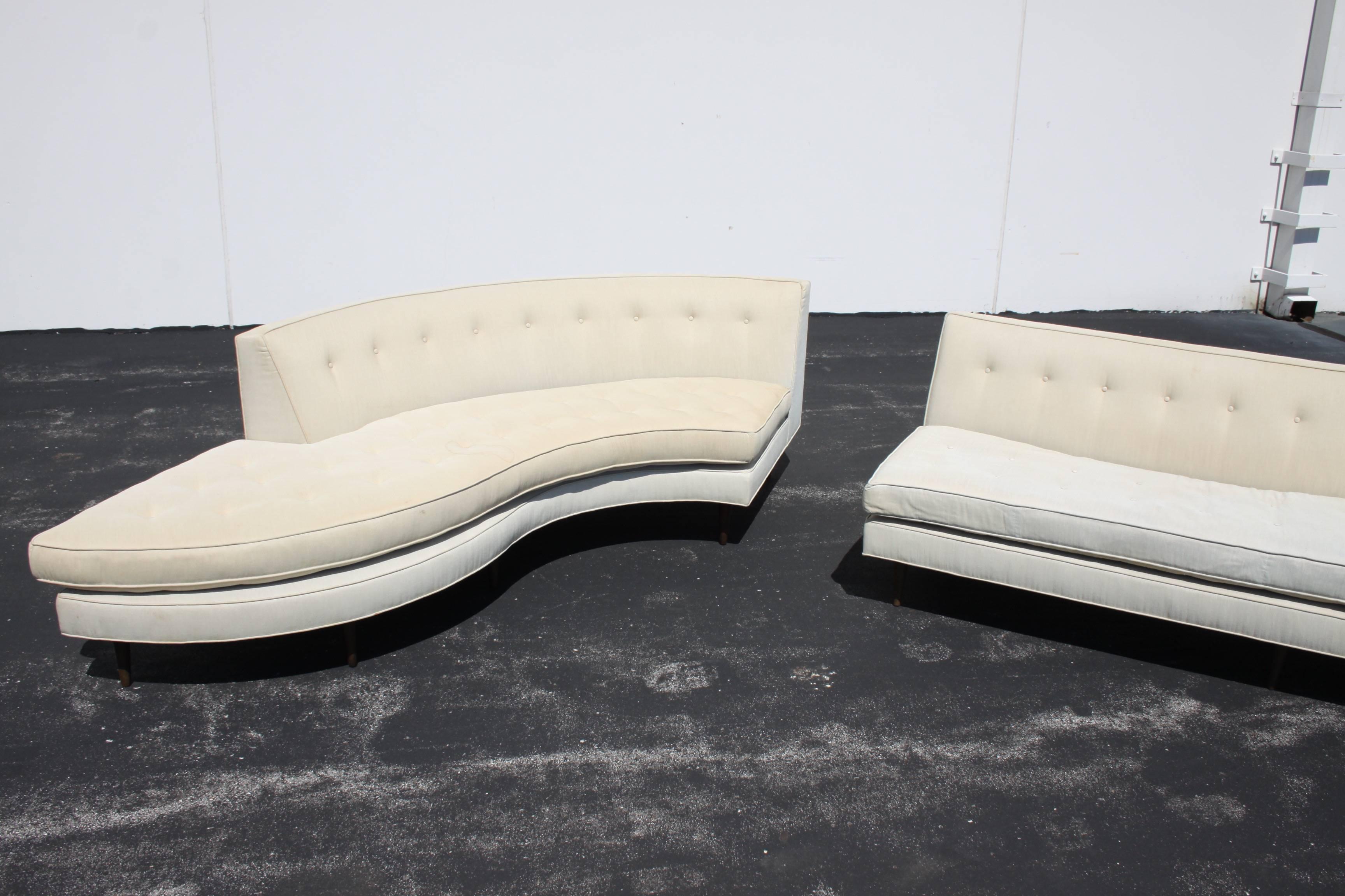Großes zweiteiliges Harvey Probber-Sofa, Mid-Century Modern, beschriftet (Polster) im Angebot