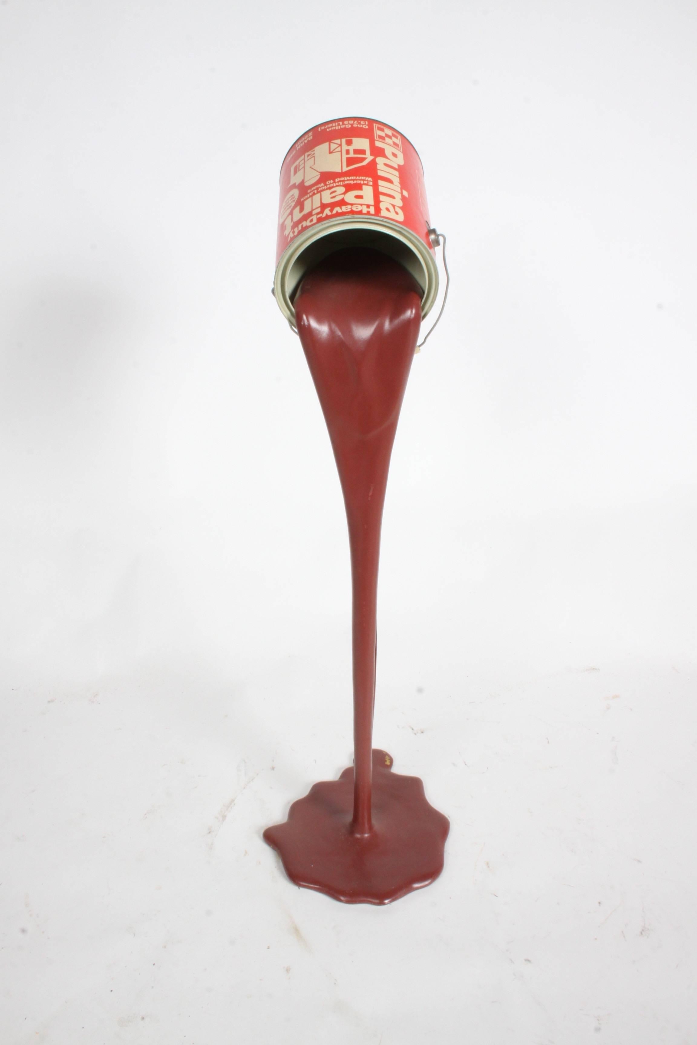 Unique gallon paint can sculpture that was a display for Ralston Purina brand paints Barn Red Z2001. Poured resin paint, shows some, loss wear to paint. Paint can and label in very nice condition. Poured or spilled paint design.