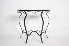 French Deco Iron and Vitrolite Demilune Console, 1940s