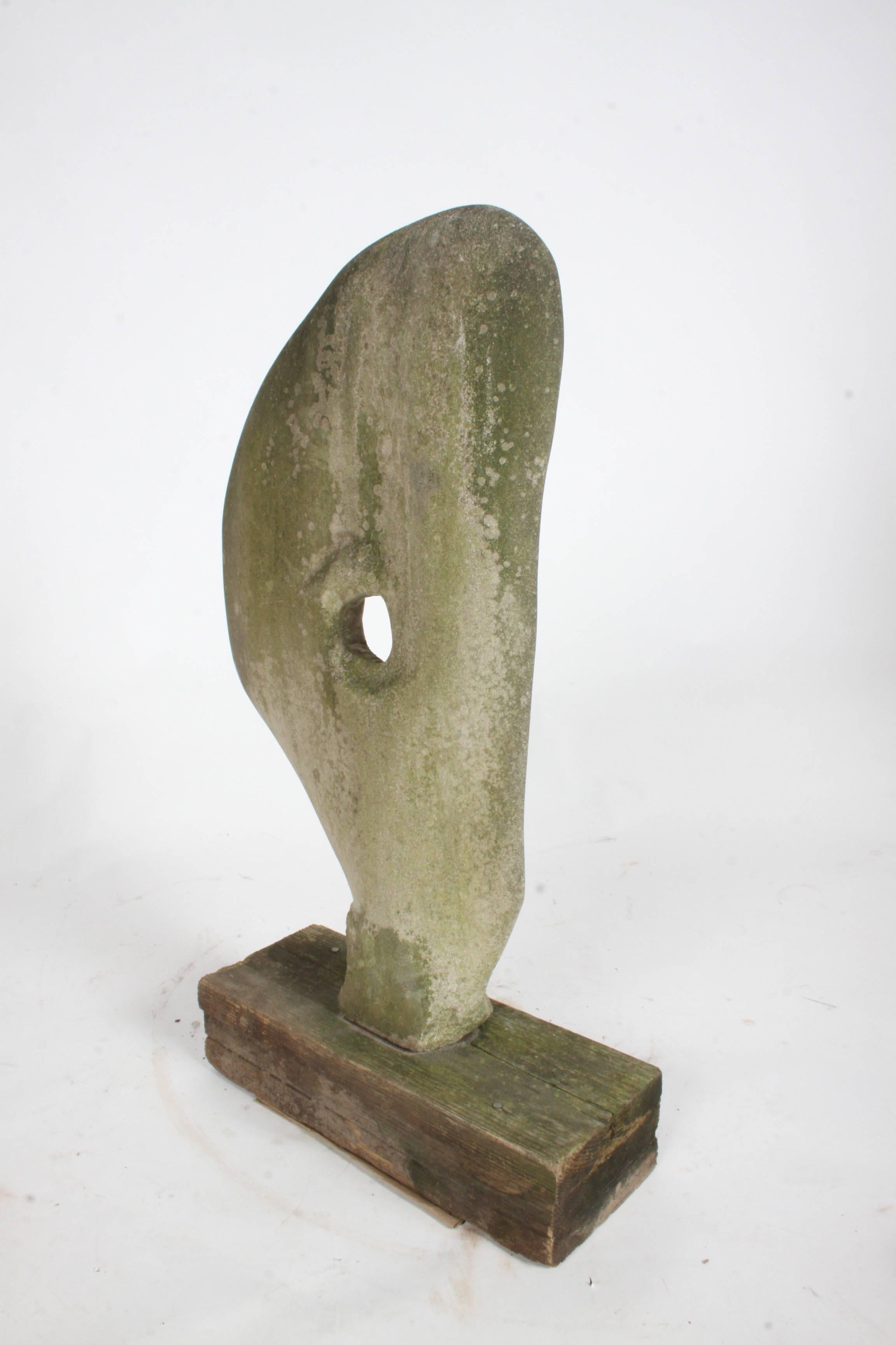 Hand-Carved Barbara Hepworth Organic Style Garden Yard Stone Sculpture