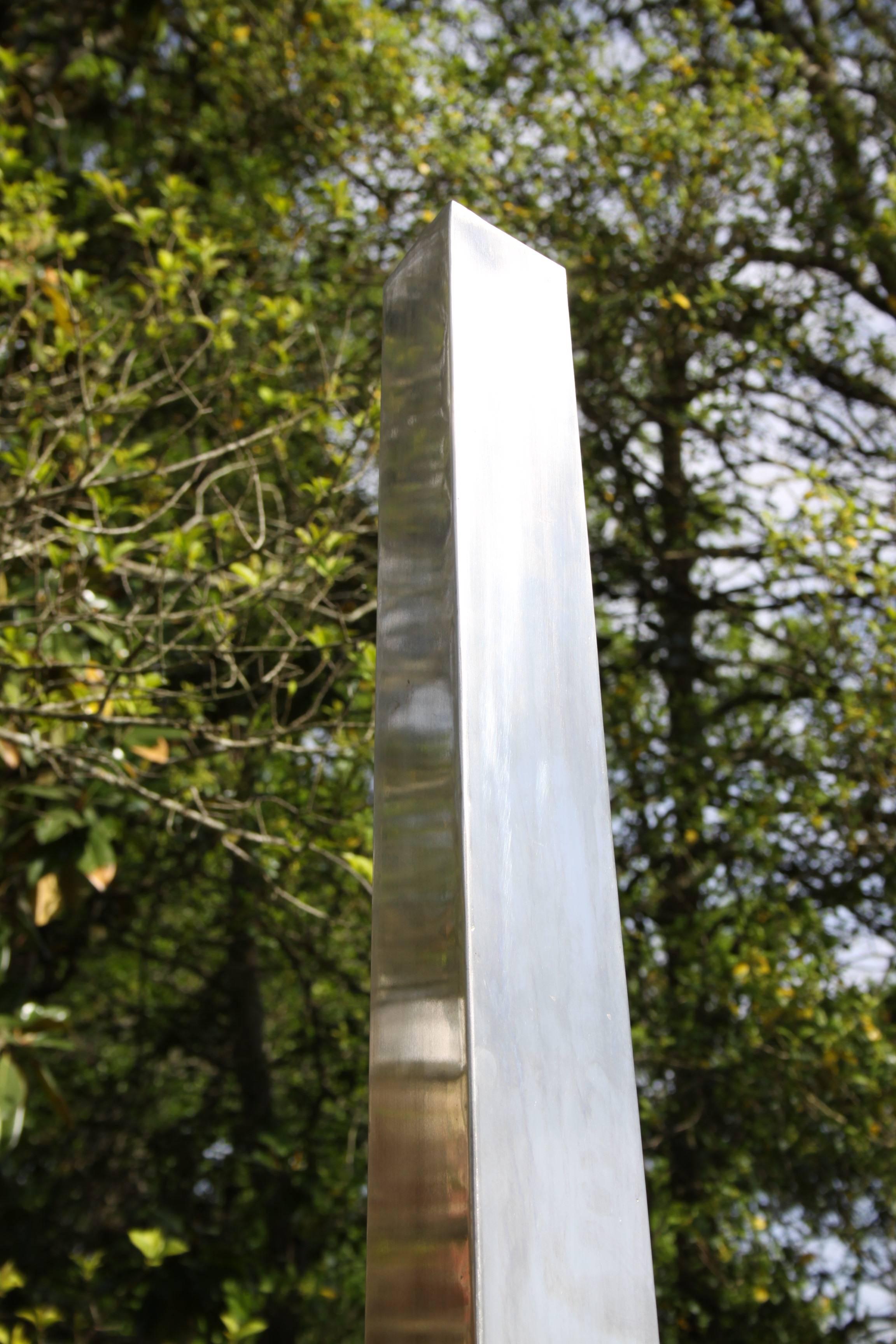 Late 20th Century Large Stainless Steel Triangular Obelisk Sculpture, Garden or Yard