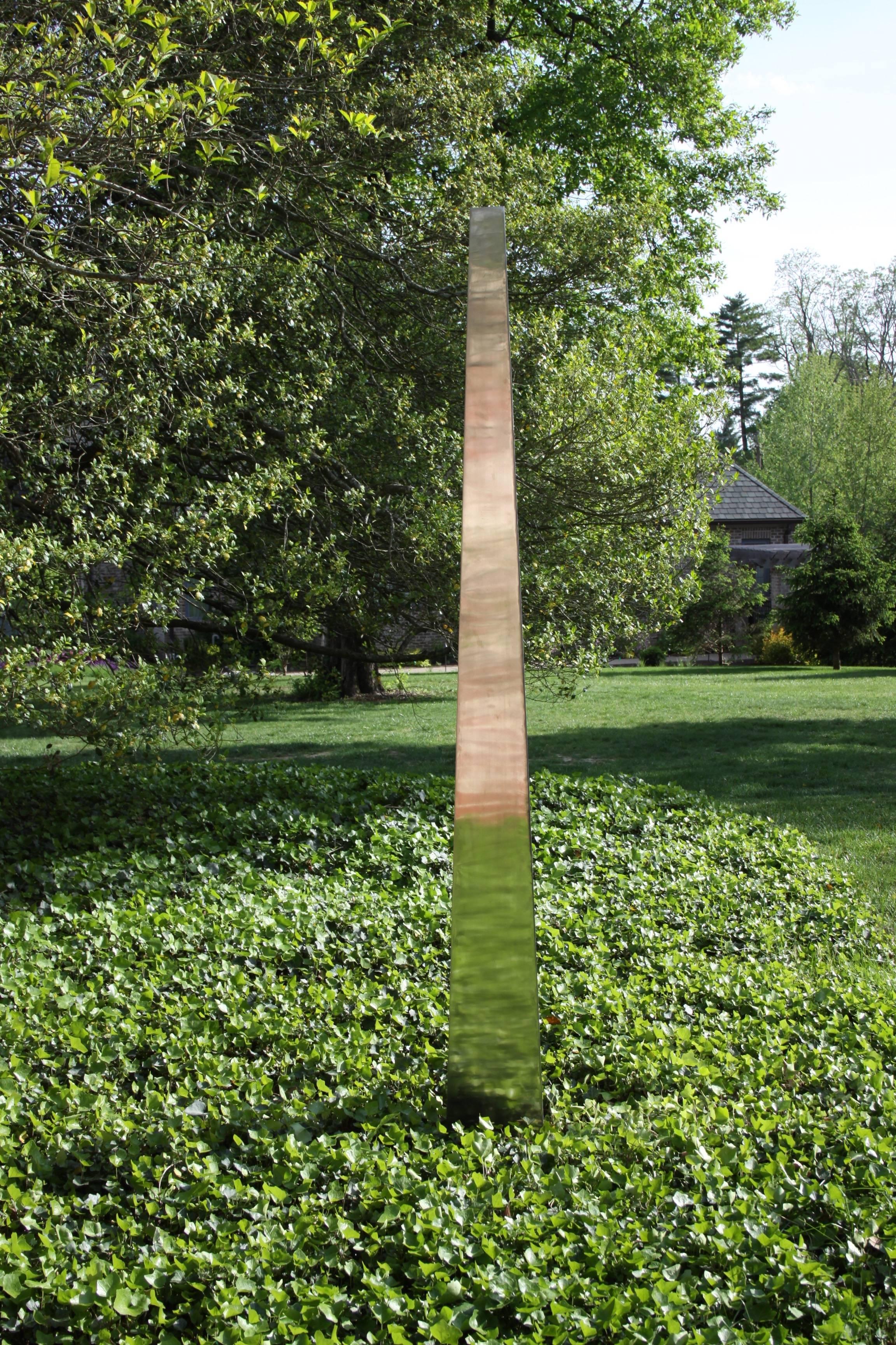 American Large Stainless Steel Triangular Obelisk Sculpture, Garden or Yard