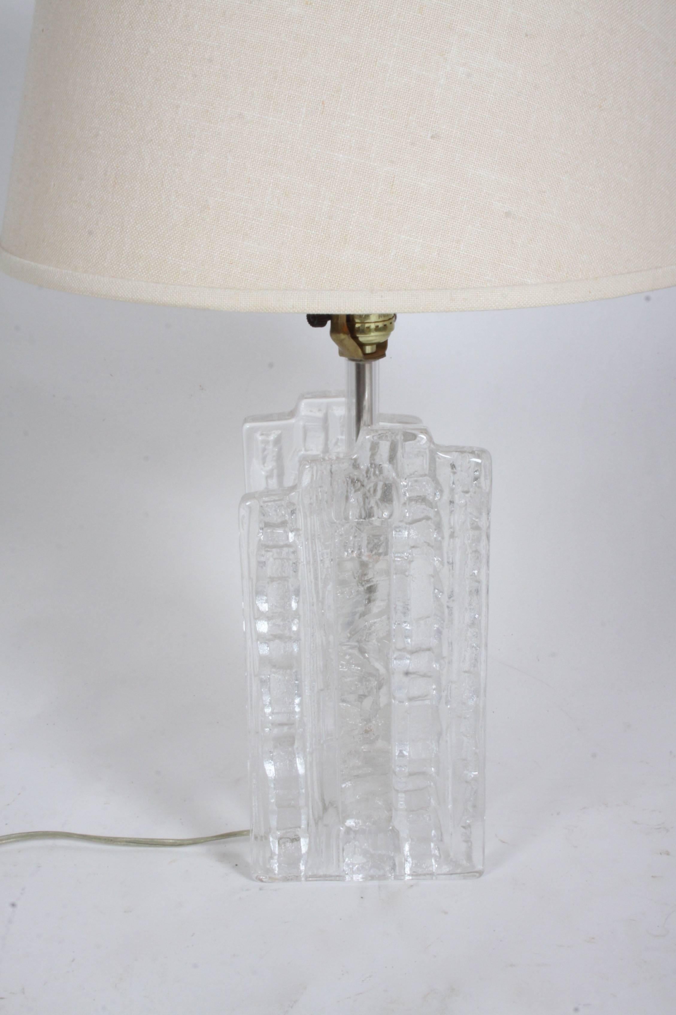 Mid-20th Century Mid-Century Modern Uno Westerberg for Pukeberg Ice Cube Swedish Glass Table Lamp For Sale
