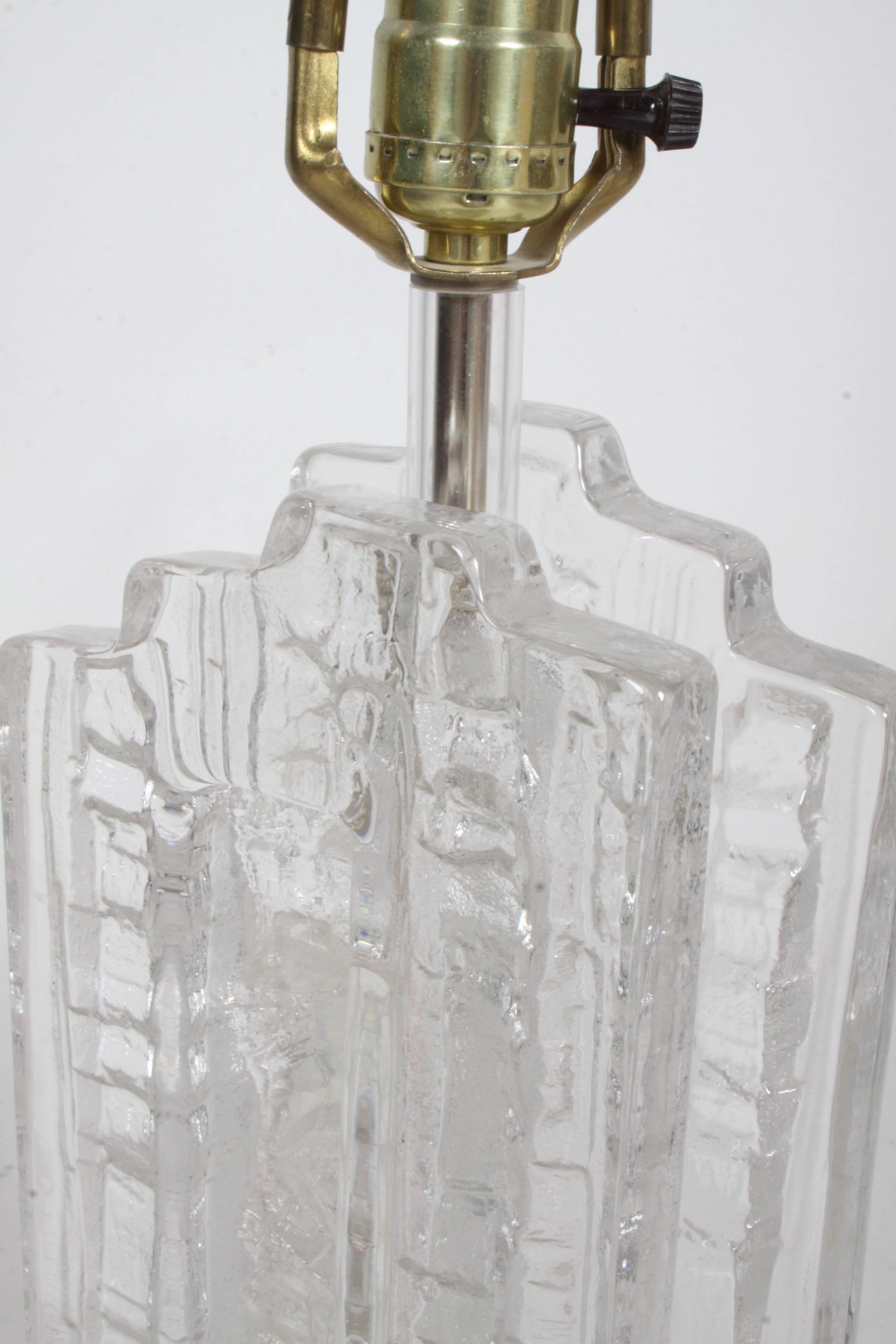 Mid-Century Modern Uno Westerberg for Pukeberg Ice Cube Swedish Glass Table Lamp For Sale 3