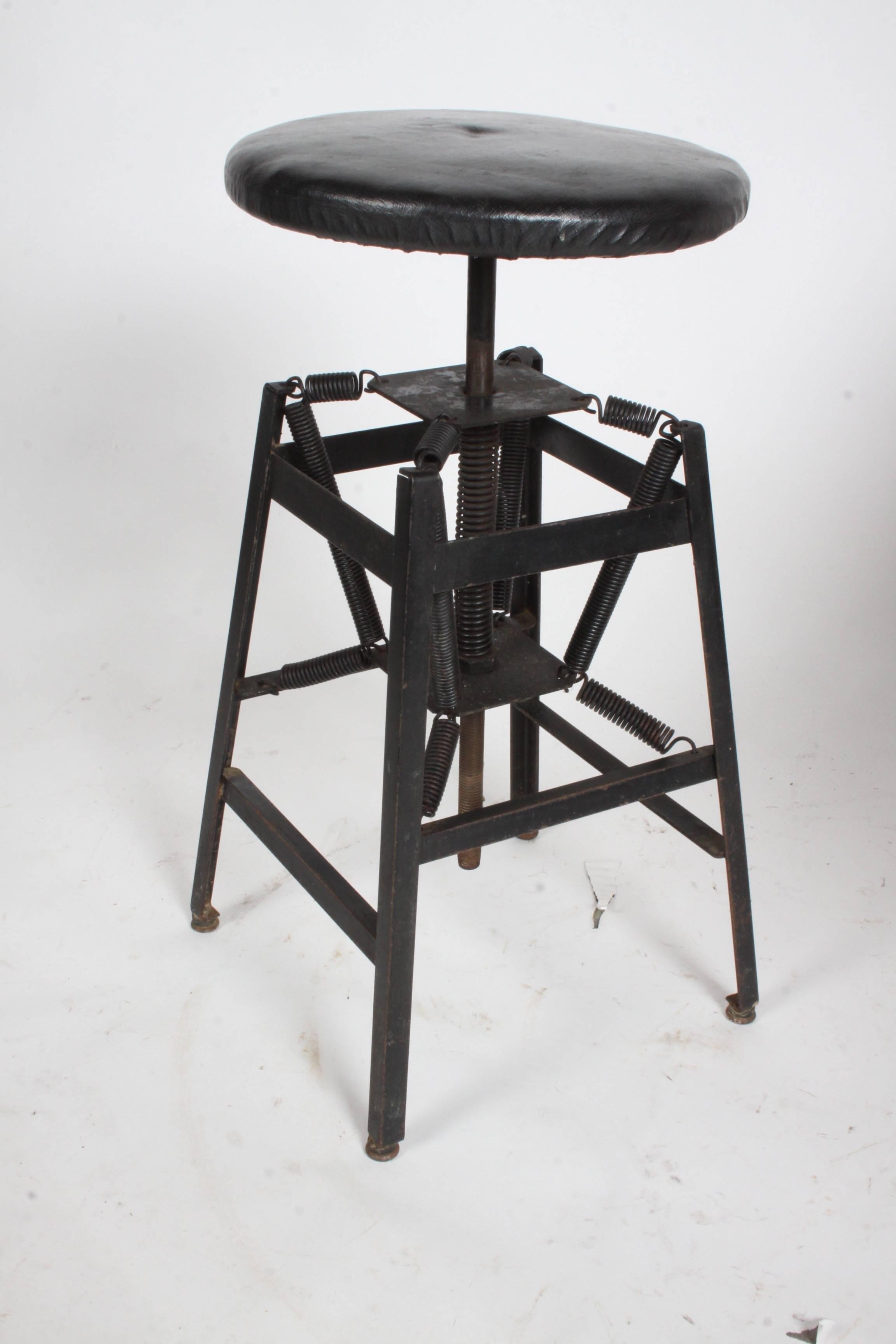 American Cabinet Co. Industrial Architects Drafting Spring Stool In Good Condition In St. Louis, MO
