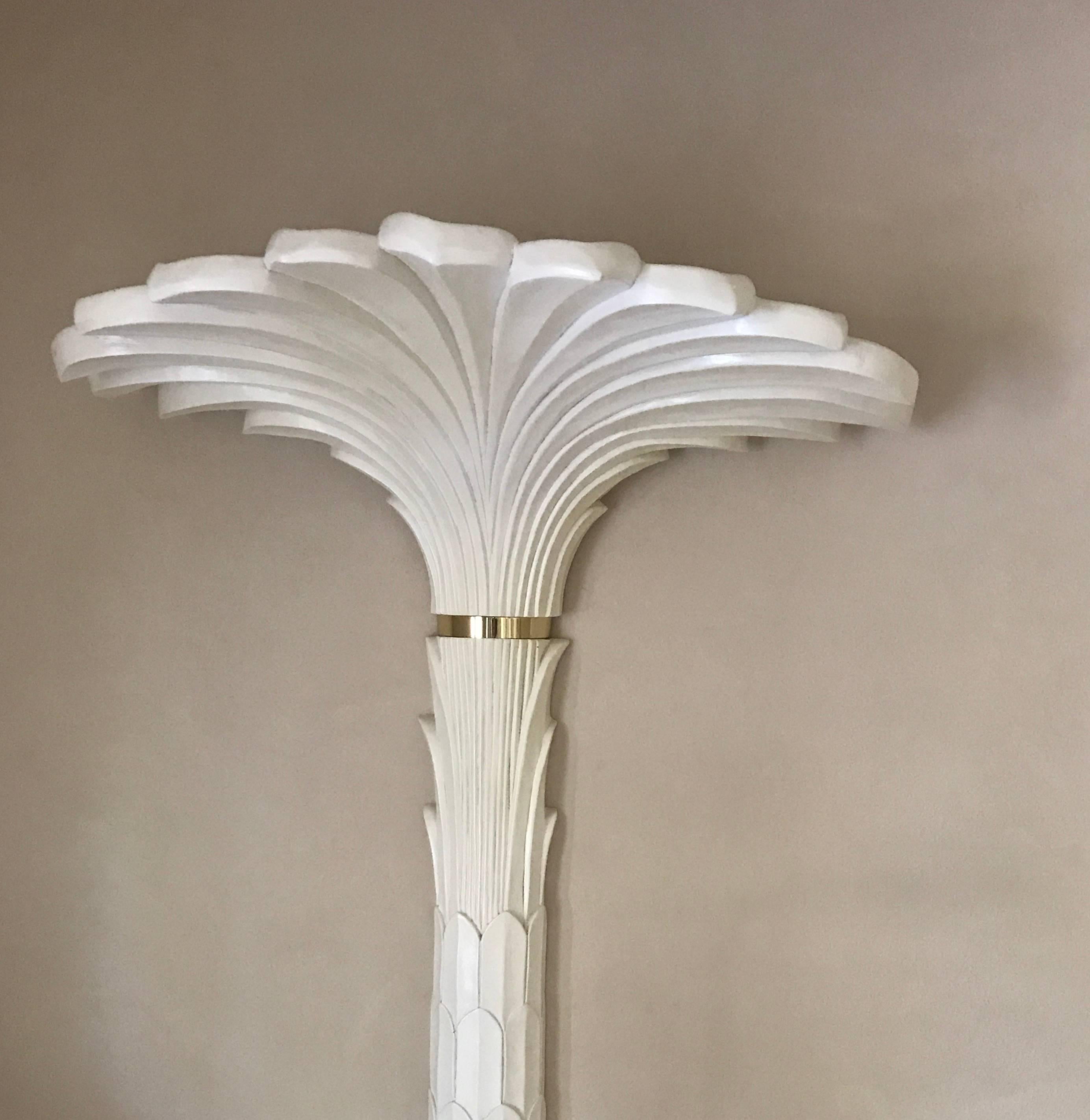 Late 20th Century Pair of Serge Roche Style Sconces in Stylized Palm Motif