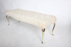Hollywood Regency Tufted Bench with Brass Legs