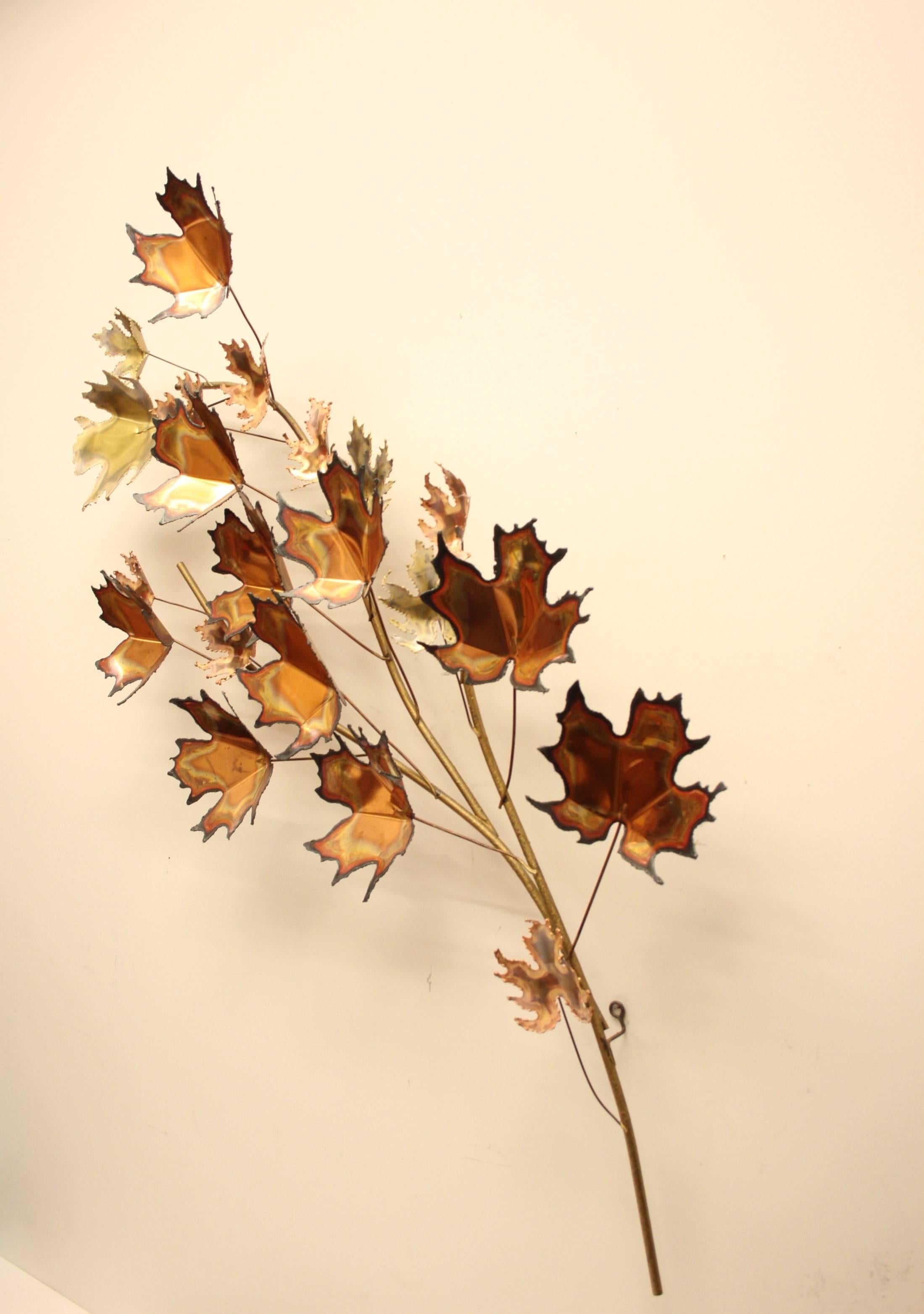 Curtis Jere' Maple Leaf Tree Wall Sculpture Signed, 1971 In Excellent Condition In St. Louis, MO