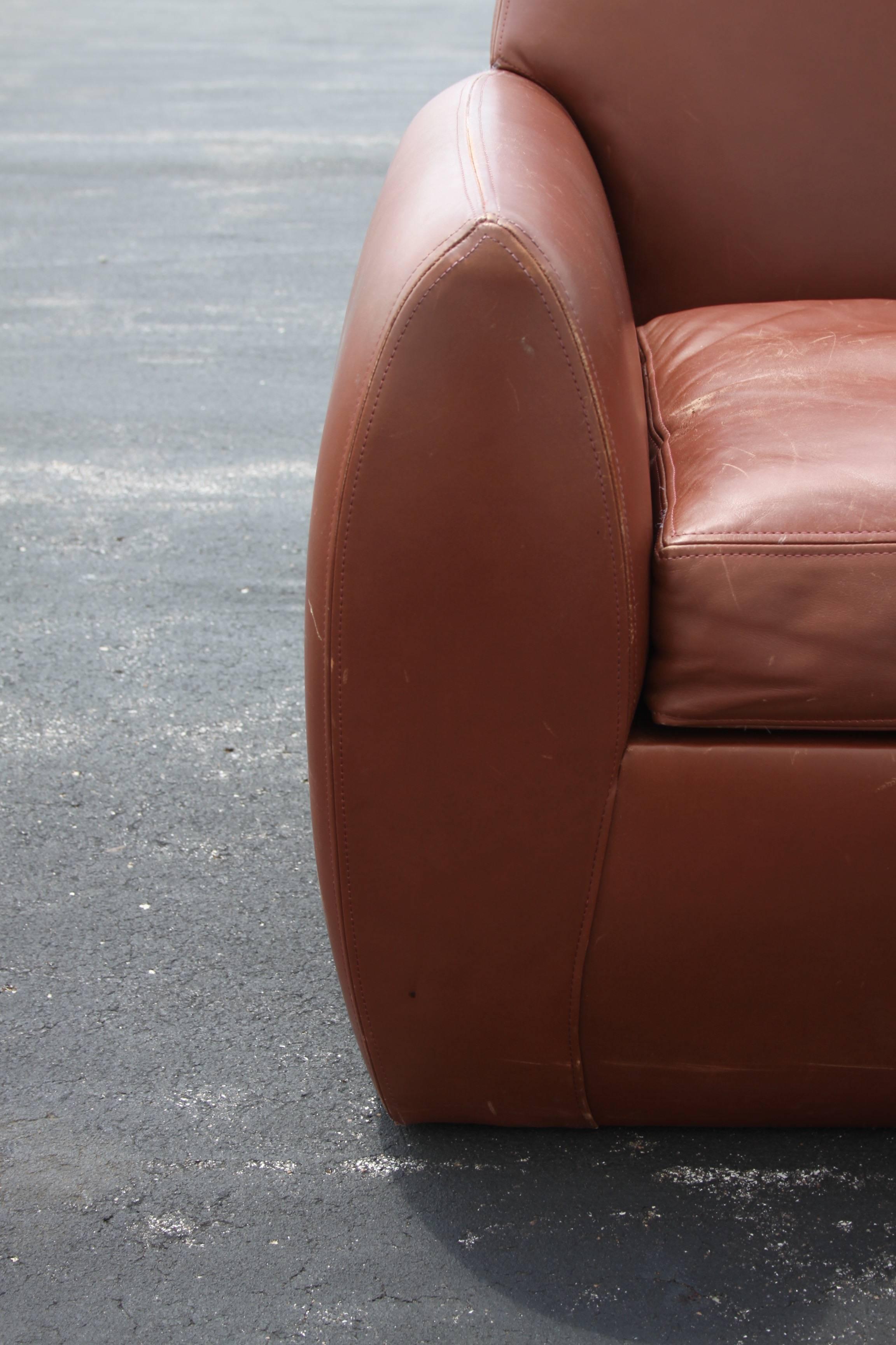 Late 20th Century Dakota Jackson Ke-Zu Leather Deco Style Club Chair