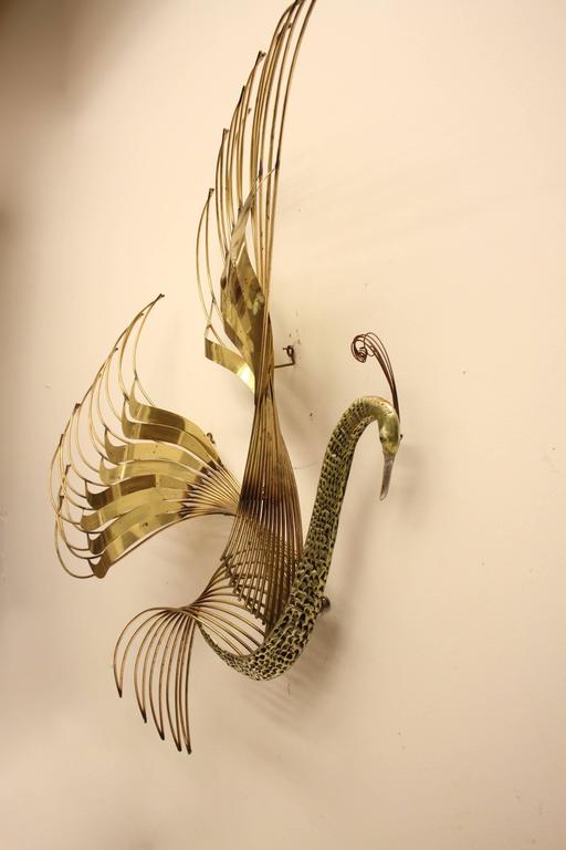 Curtis C. Jere Brass Peacock Wall Sculpture at 1stDibs