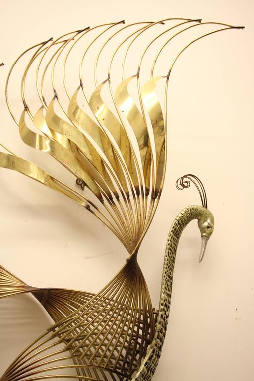 Curtis C. Jere Brass Peacock Wall Sculpture at 1stDibs