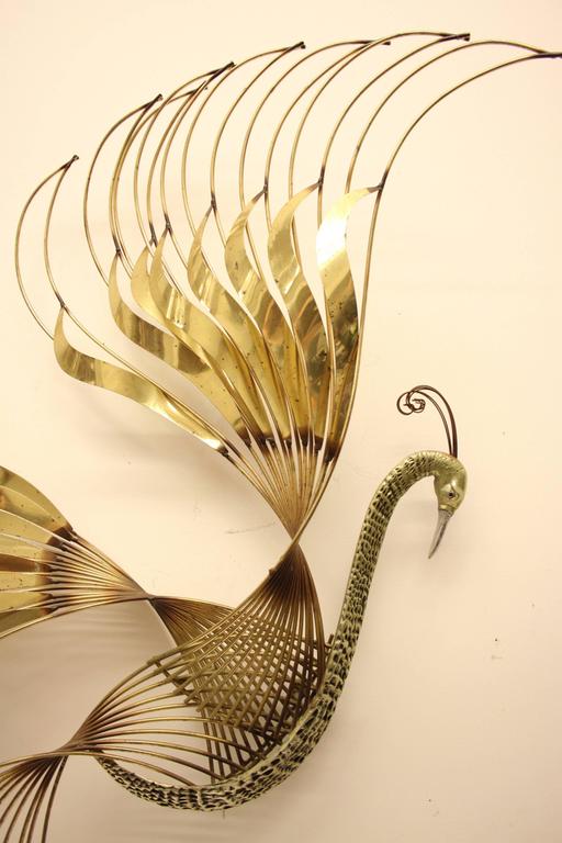 Curtis C. Jere Brass Peacock Wall Sculpture at 1stDibs