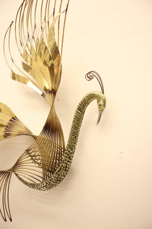Curtis C. Jere Brass Peacock Wall Sculpture at 1stDibs
