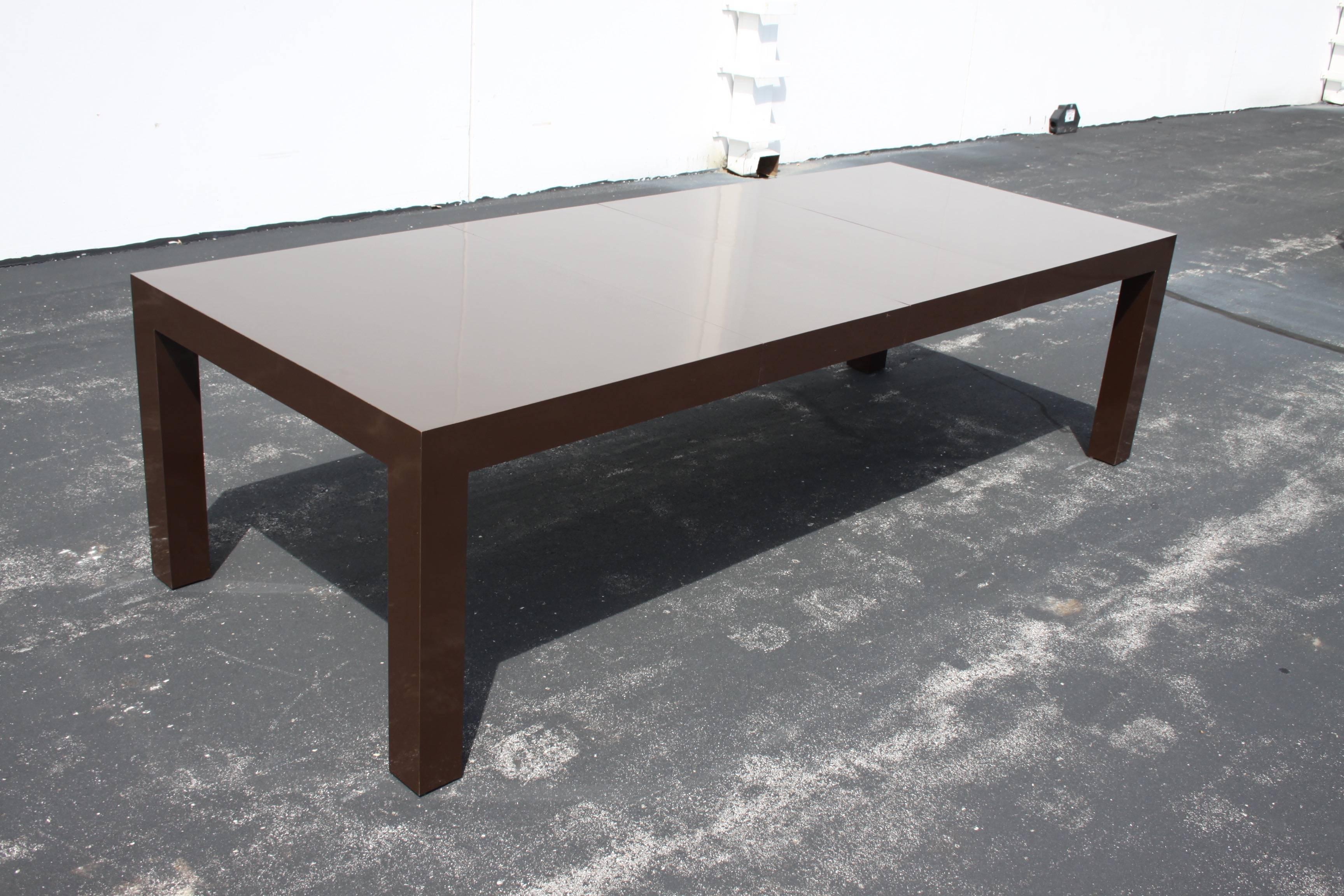 American Milo Baughman for Thayer Coggin Brown Large Parsons Dining Table Two 20