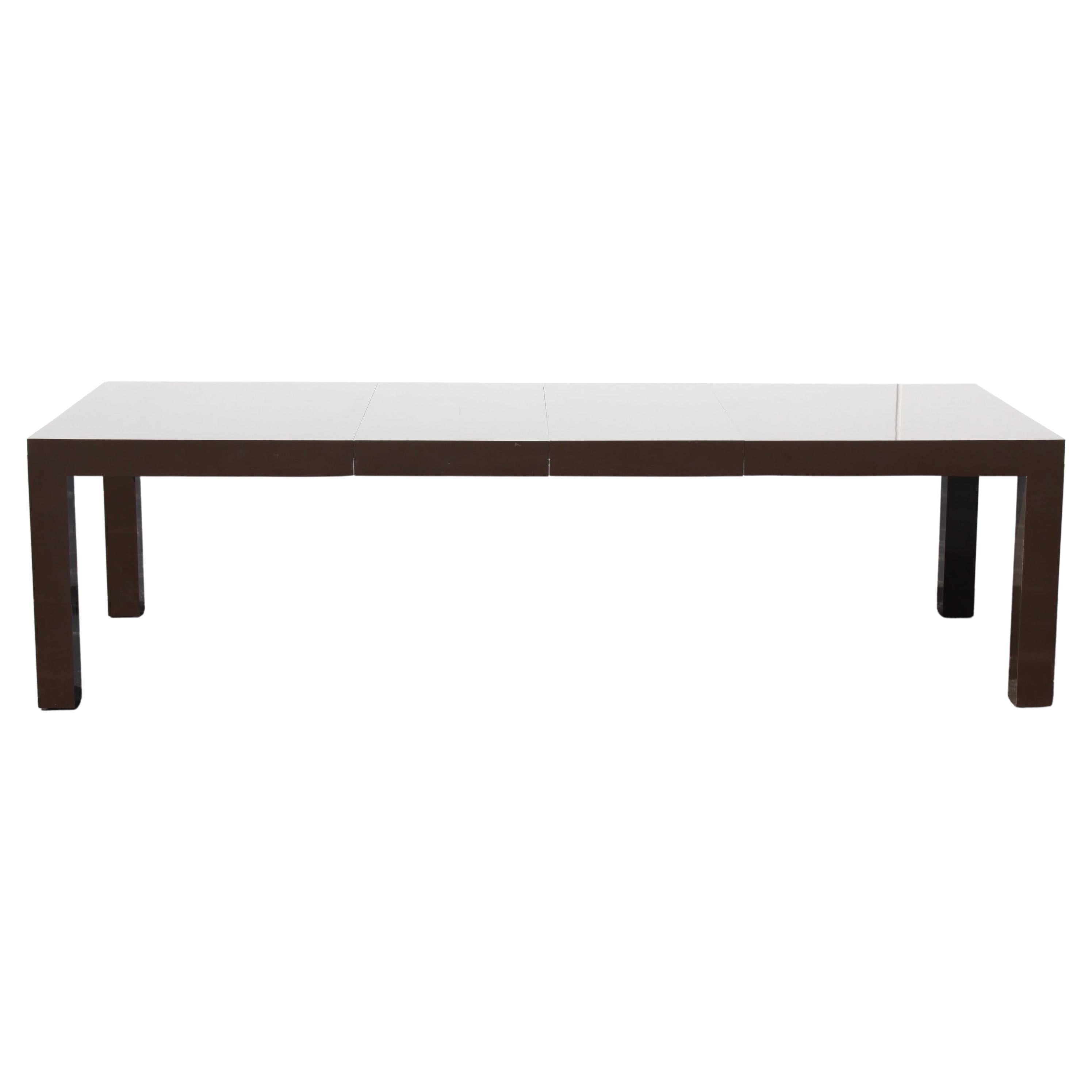 Milo Baughman for Thayer Coggin Brown Large Parsons Dining Table Two 20" Leaves For Sale