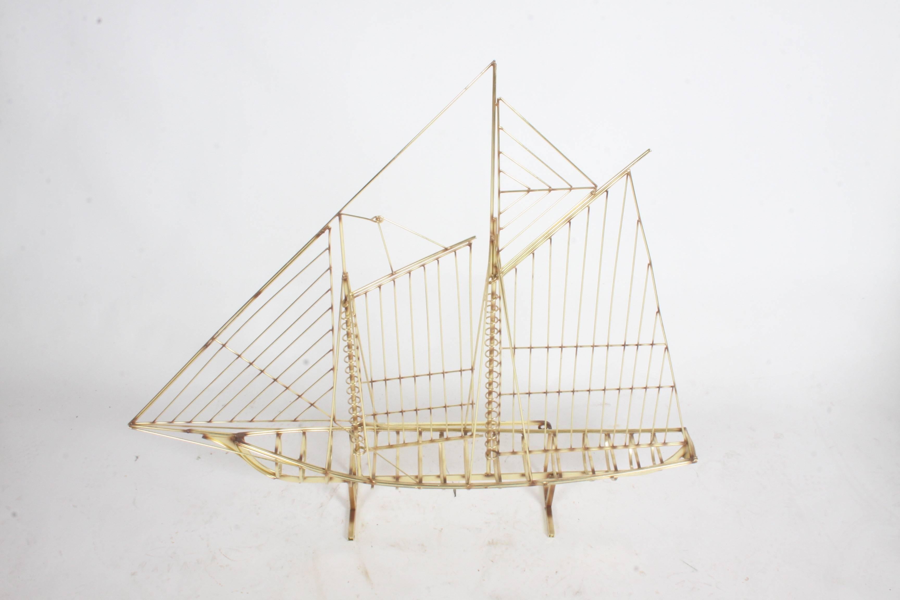 Curtis Jere Large Brass Ship Sculpture Signed, 1976 In Excellent Condition In St. Louis, MO
