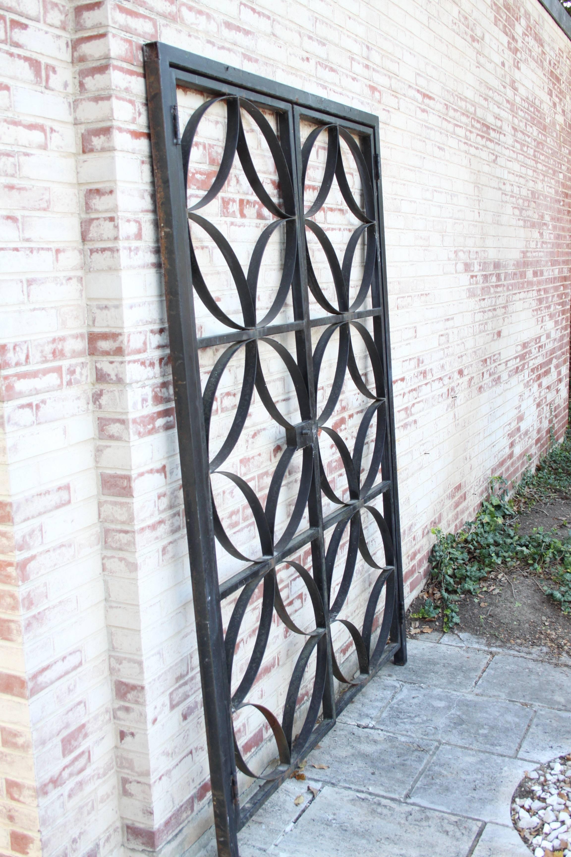 American Large Midcentury Wrought Iron Architect Designed Garden Gate
