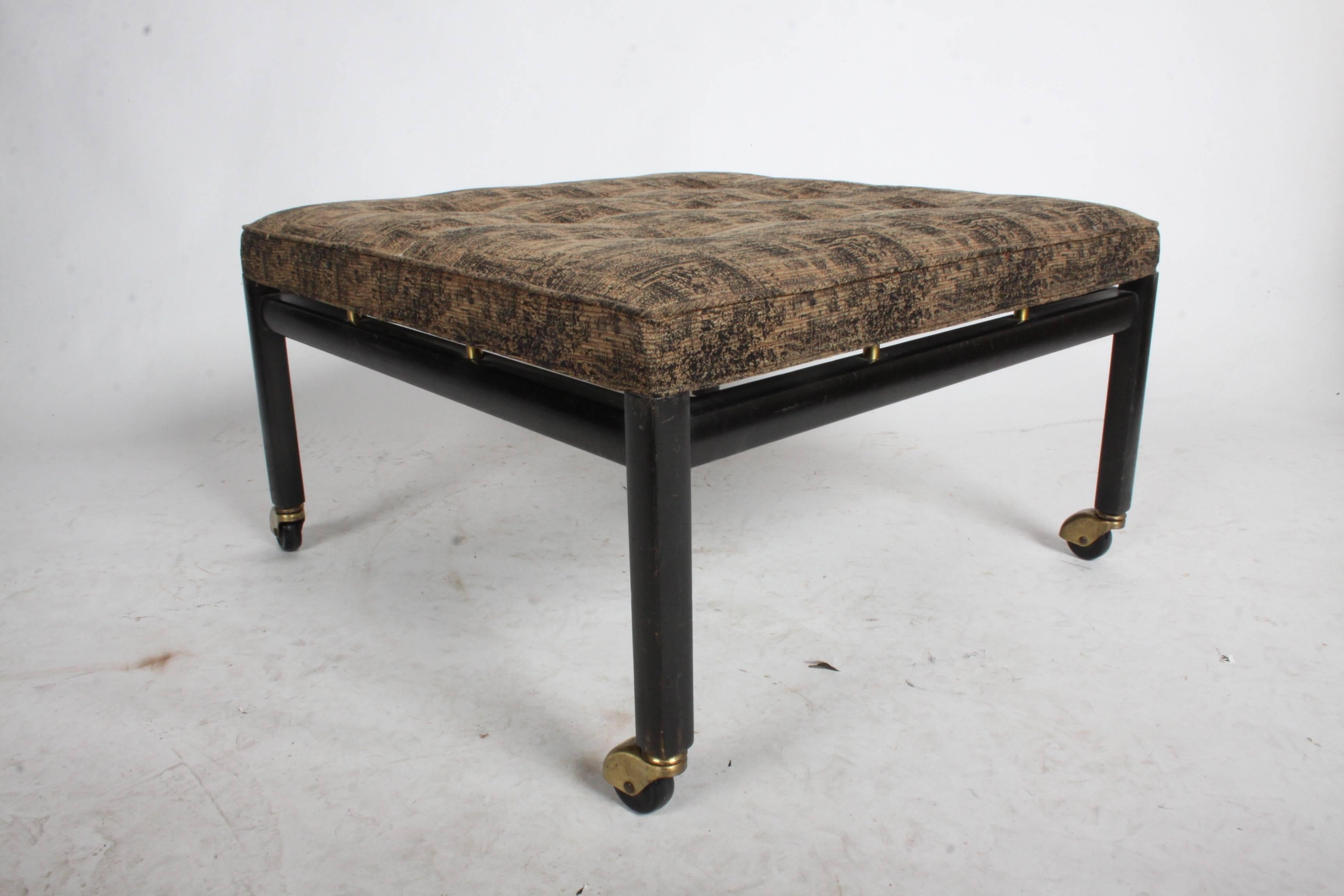 Mid-Century Modern Michael Taylor for Baker Ottoman or Footstool on Brass Casters For Sale