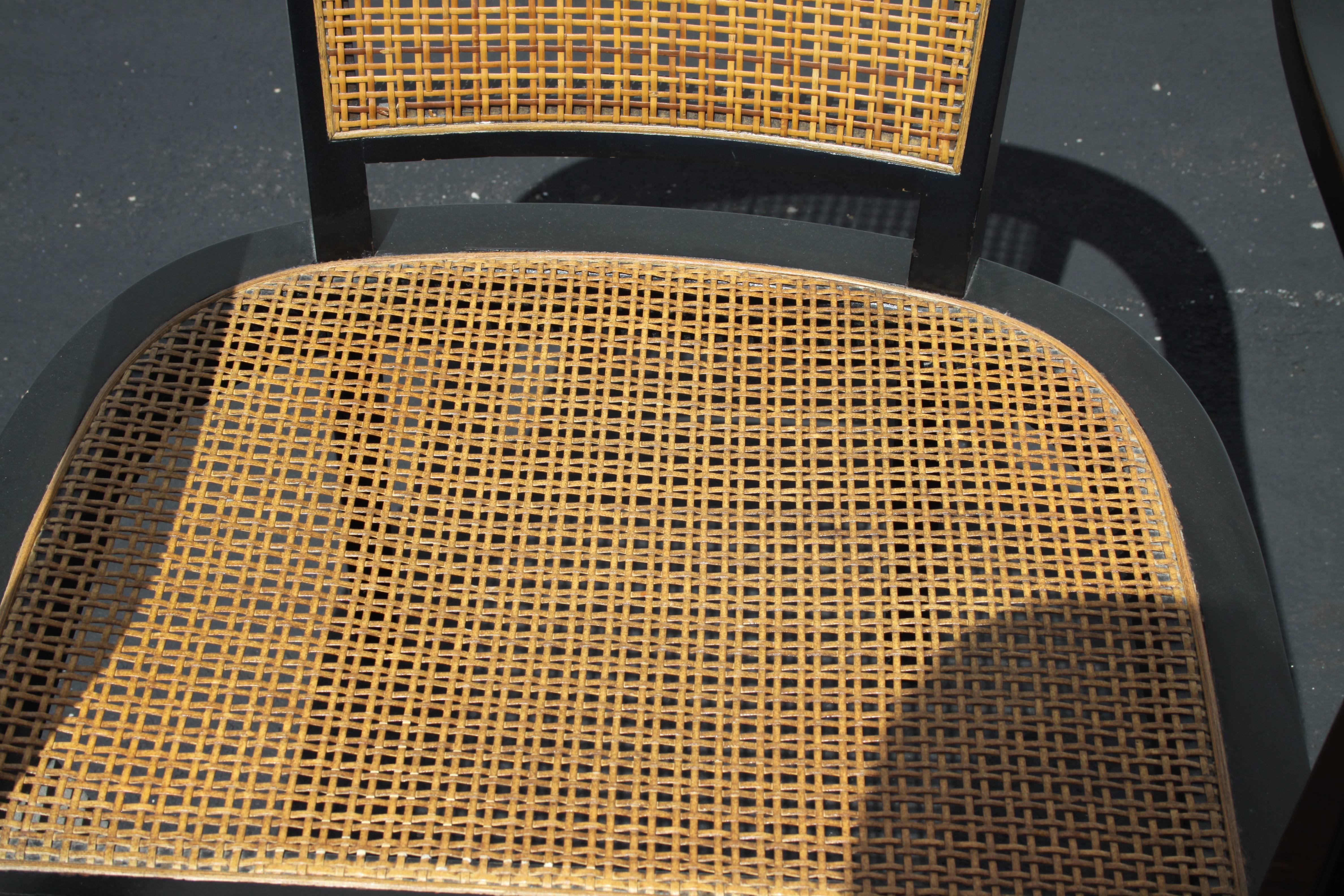 Pair of Edward Wormley for Dunbar Style Caned Armchairs In Excellent Condition In St. Louis, MO