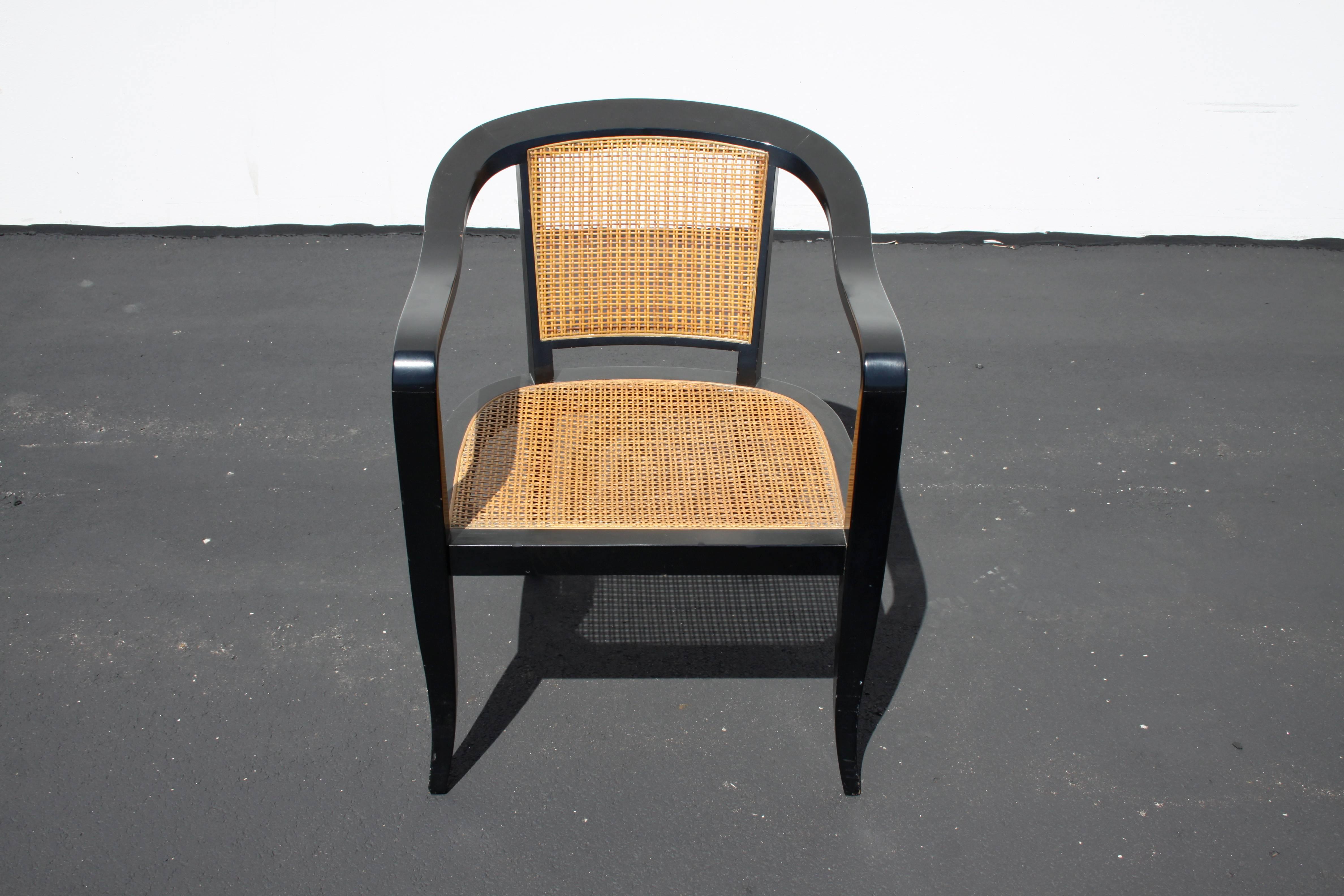 Mid-20th Century Pair of Edward Wormley for Dunbar Style Caned Armchairs