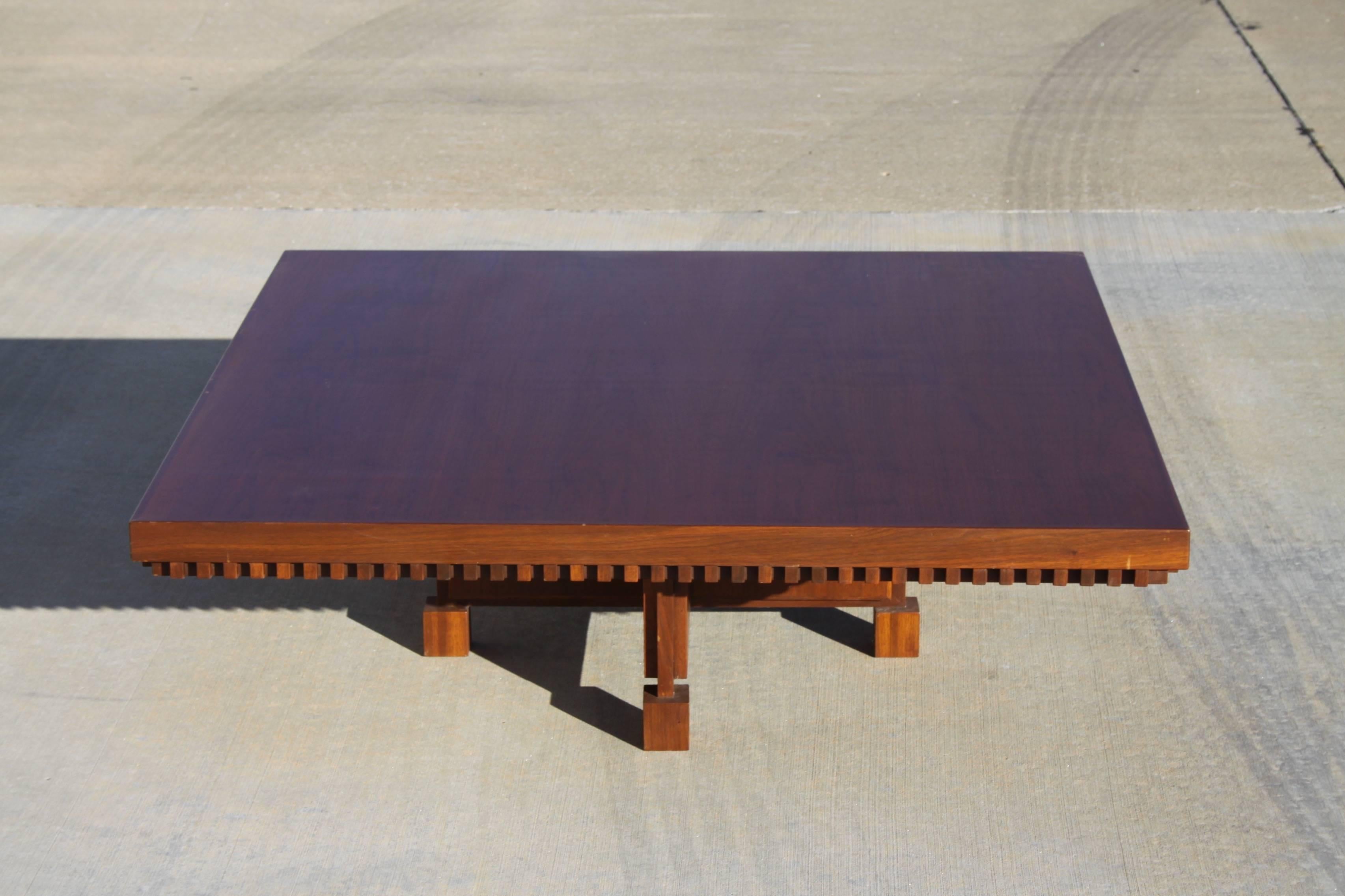 Architect Fred M. Kemp Custom Coffee Table in the style of Frank Lloyd Wright 2