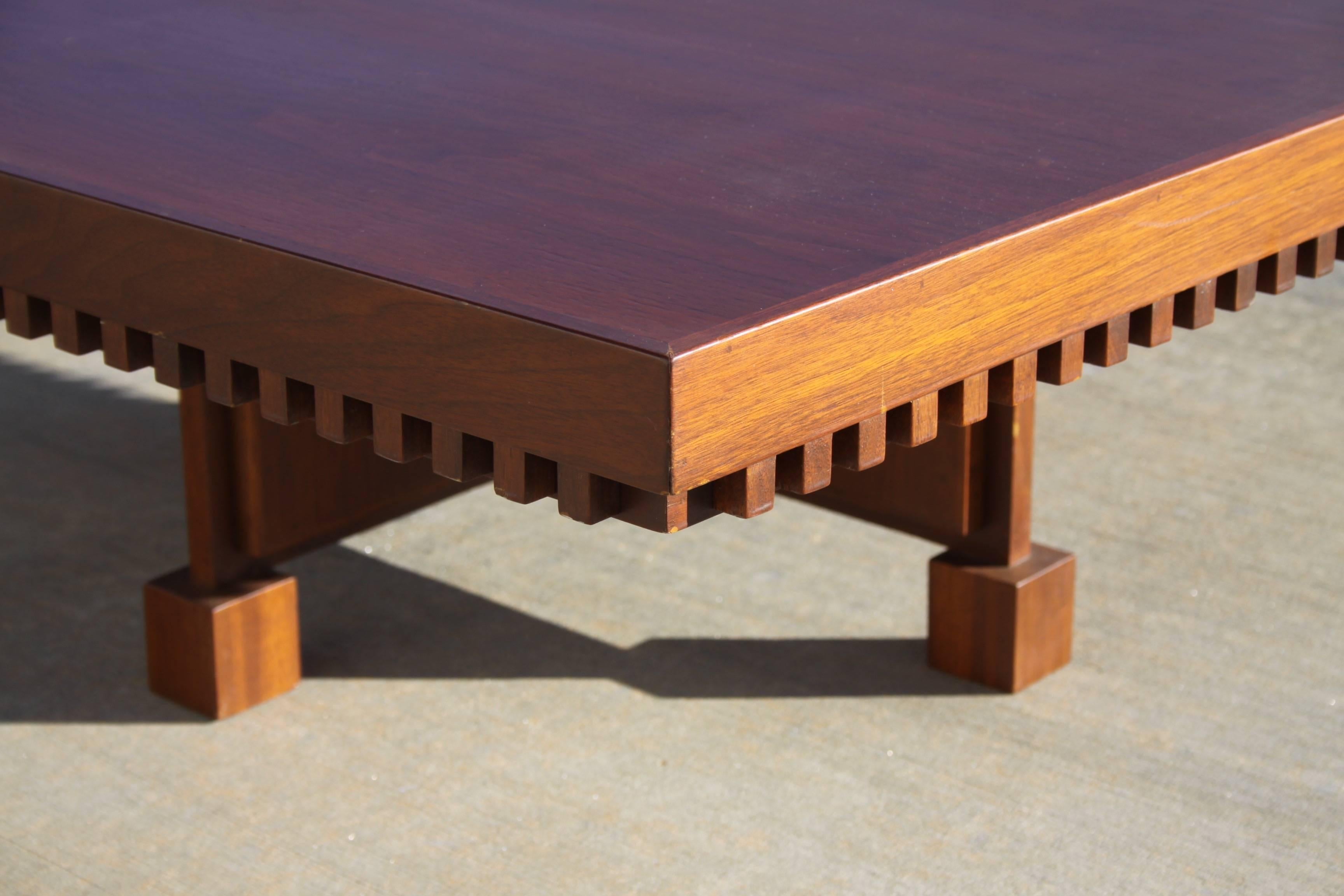 Stained Architect Fred M. Kemp Custom Coffee Table in the style of Frank Lloyd Wright