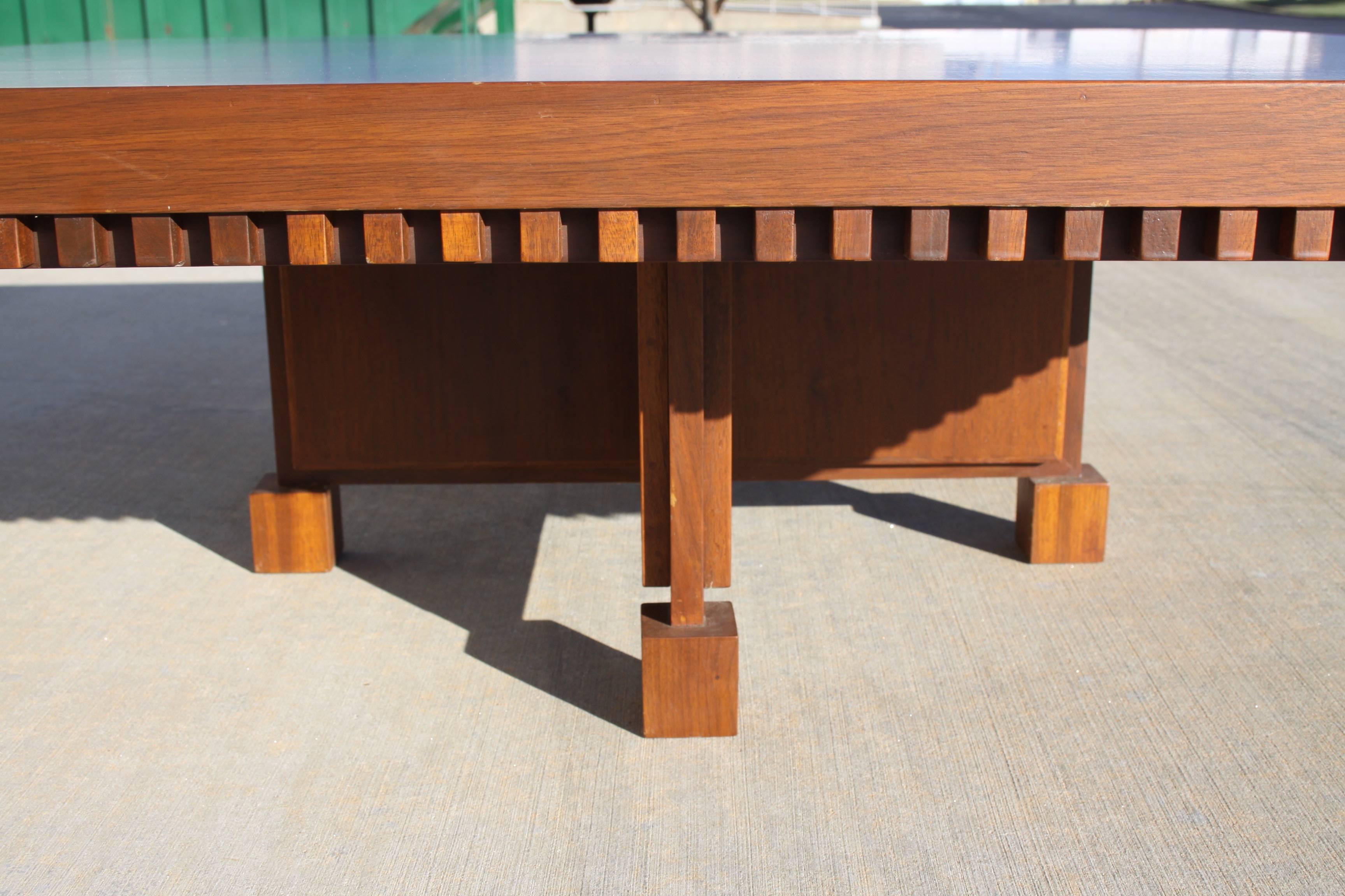 American Architect Fred M. Kemp Custom Coffee Table in the style of Frank Lloyd Wright