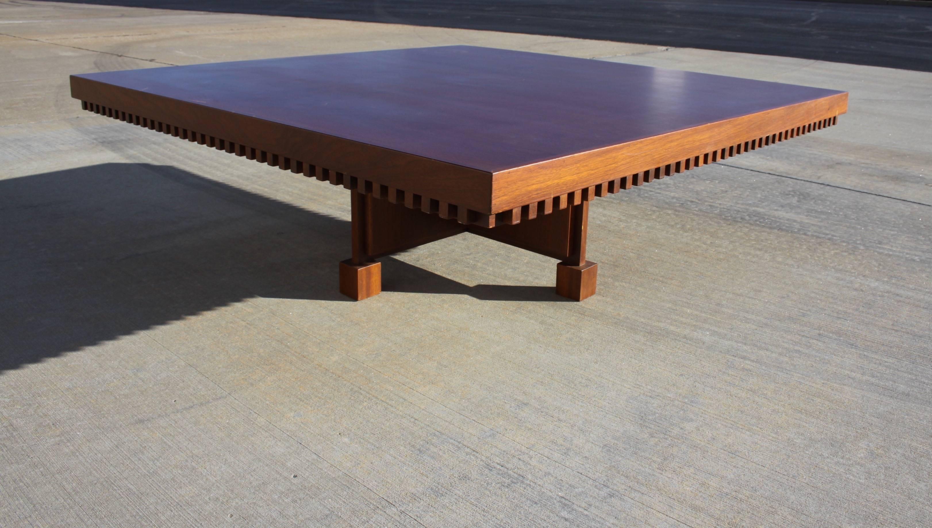 Mid-20th Century Architect Fred M. Kemp Custom Coffee Table in the style of Frank Lloyd Wright