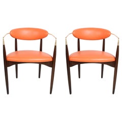 Completely Restored Dan Johnson Viscount Brass Armchairs, circa 1950s