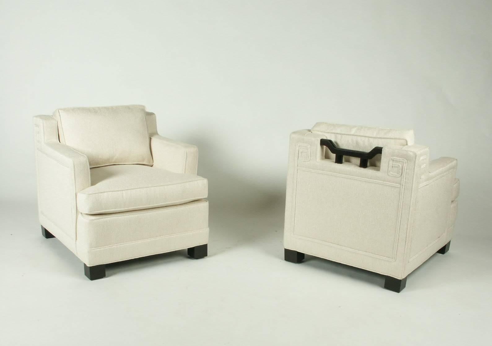 American Pair of Mid-Century Modern Baker Far East Club Chairs Designed by Winsor White