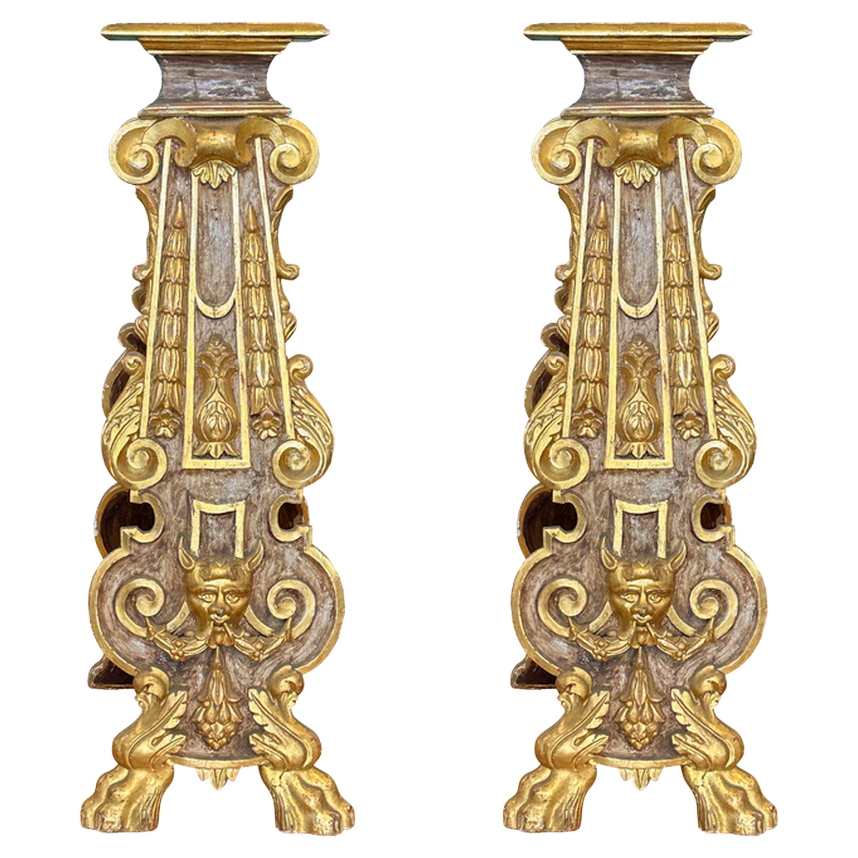 Pair of Italian Painted and Giltwood Stands, circa 1780 For Sale