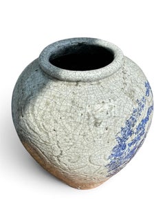 French Blue & White Stoneware Cachepot