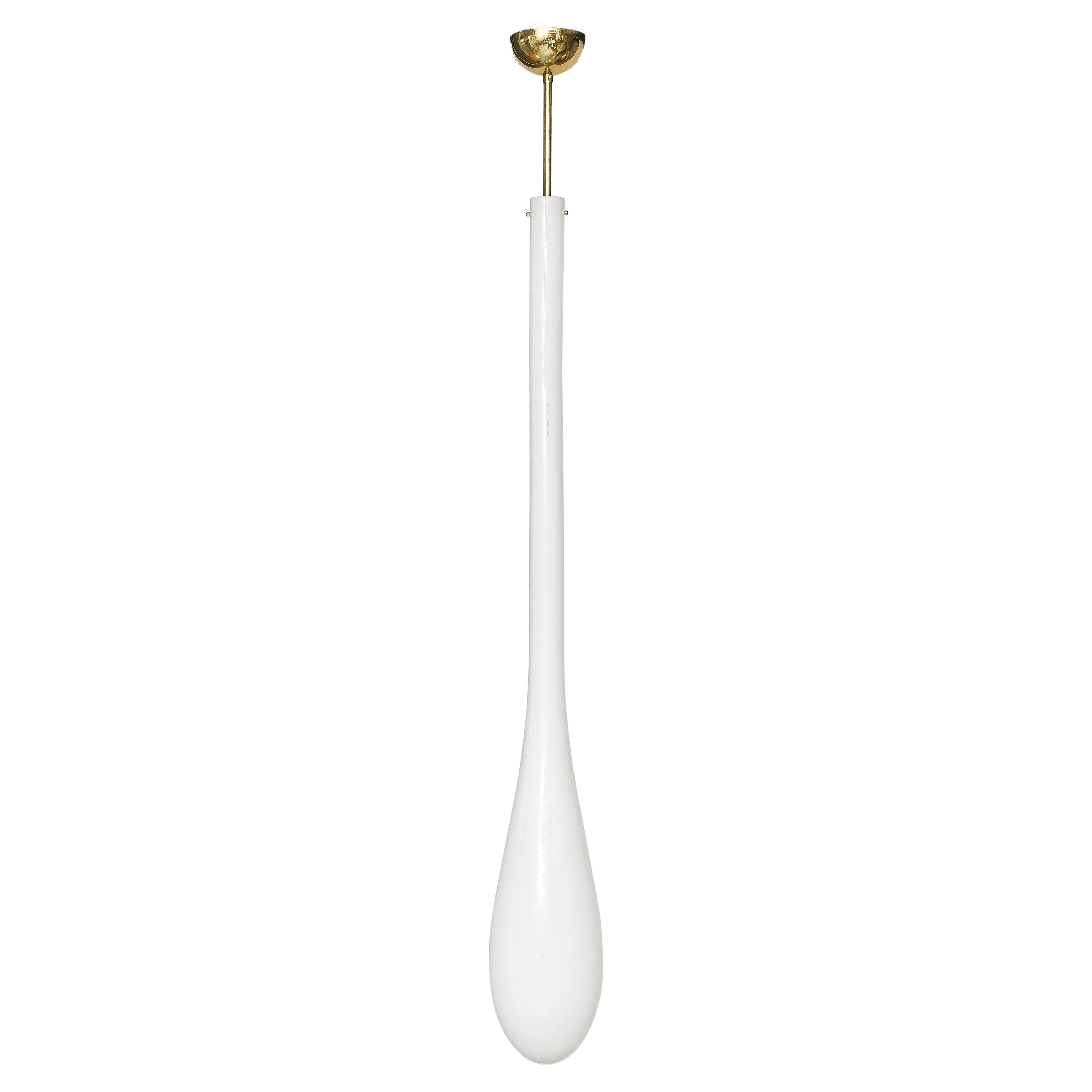 Exceptionally Tall Murano White Tear Drop Pendant For Sale