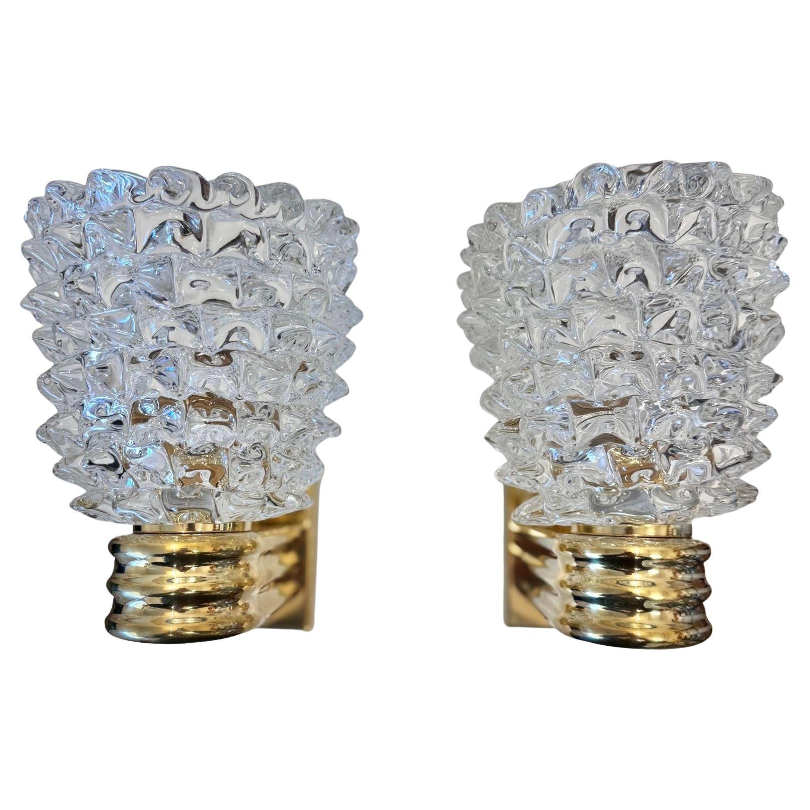 PAIR Murano-Wandleuchter aus Rostrato-Glas