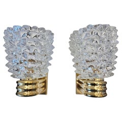 PAIR Murano-Wandleuchter aus Rostrato-Glas