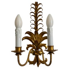 PAIR Hollywood Regency-Wandleuchter aus vergoldetem Eisen