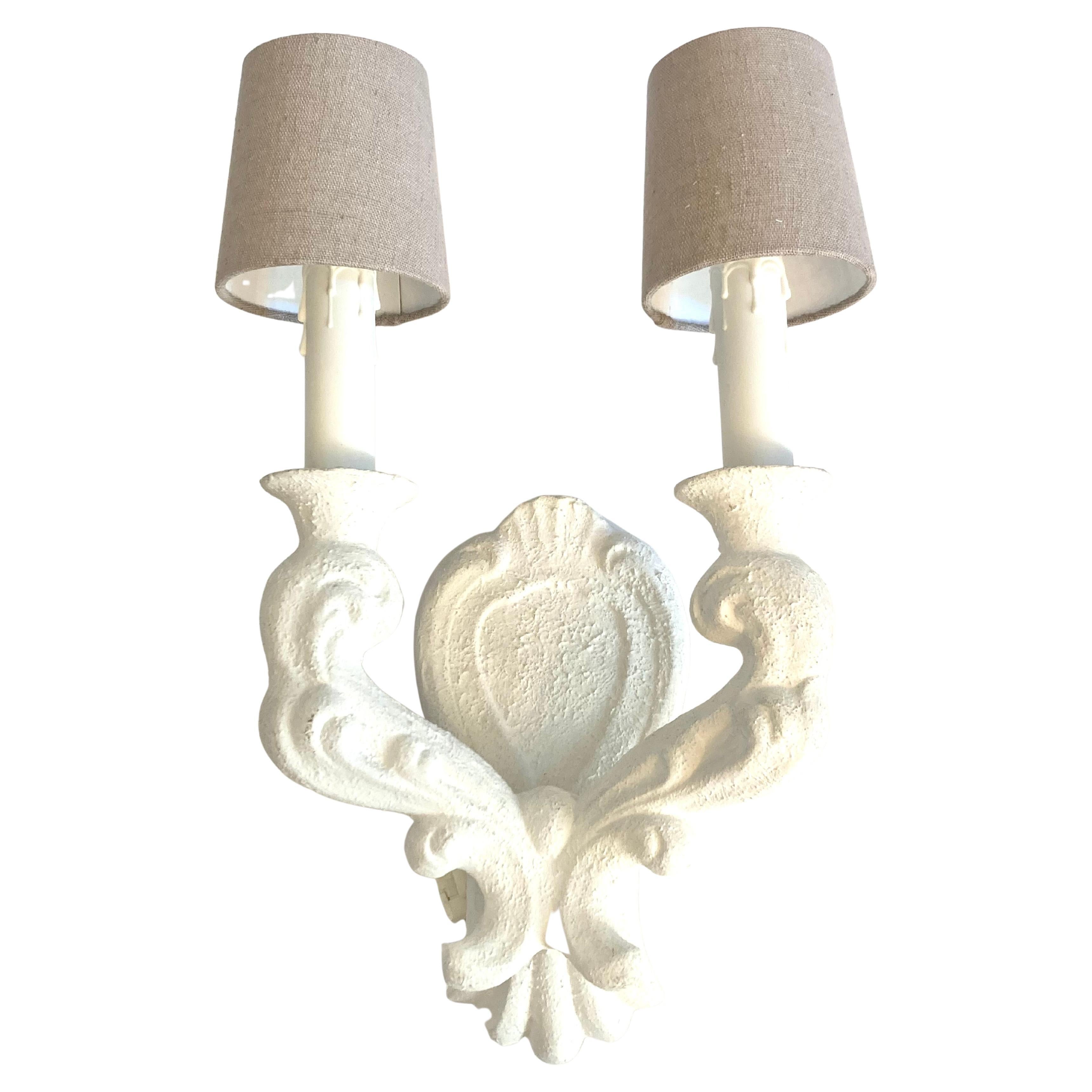 PAIR White Plaster Sconces Serge Roche