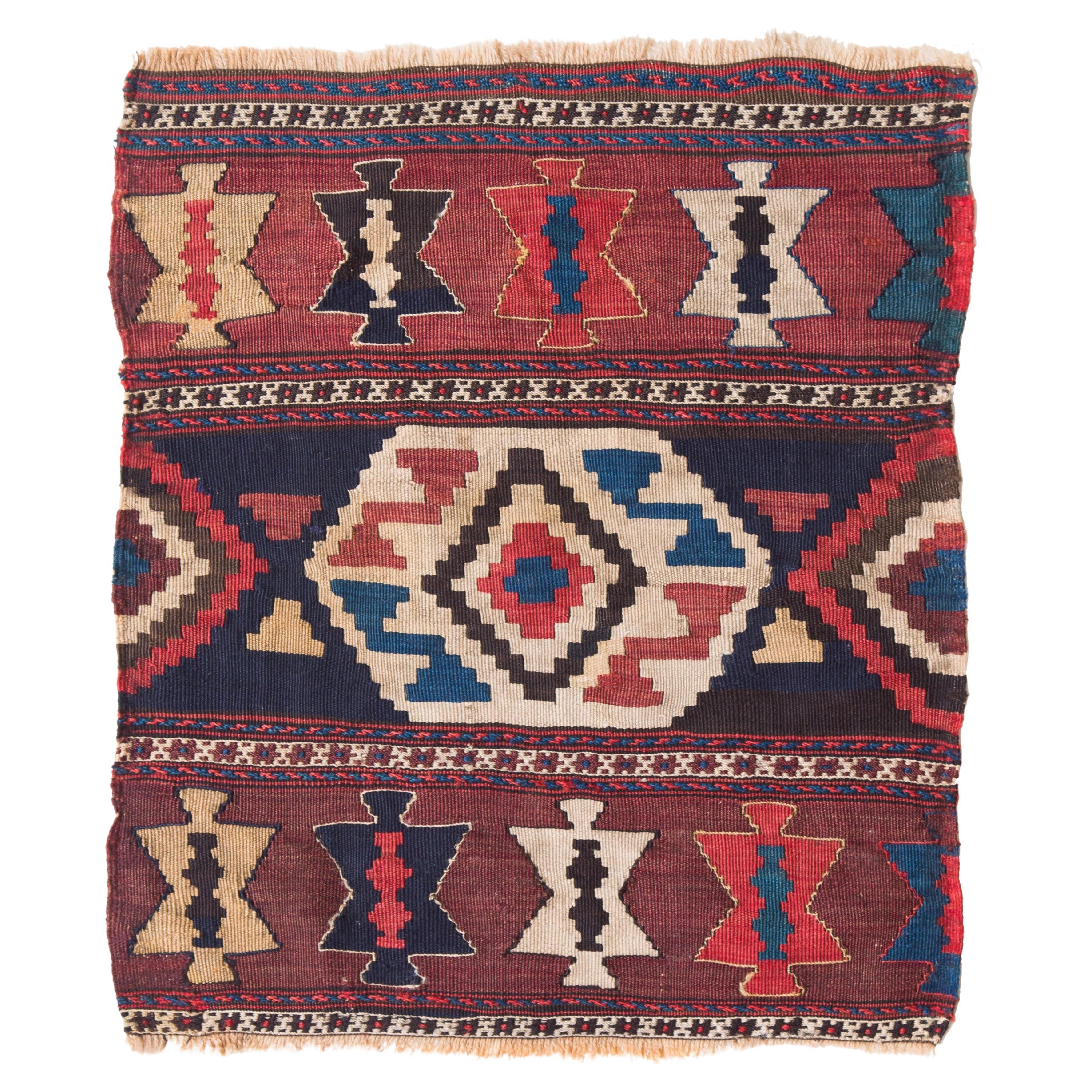 Antique Caucasian Kilim Handwoven Cradle Part,  Early 20th Century Natural Dyed For Sale