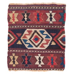 Ancienne partie tissée du kilim caucasien du début du 20e siècle, teintée naturellement