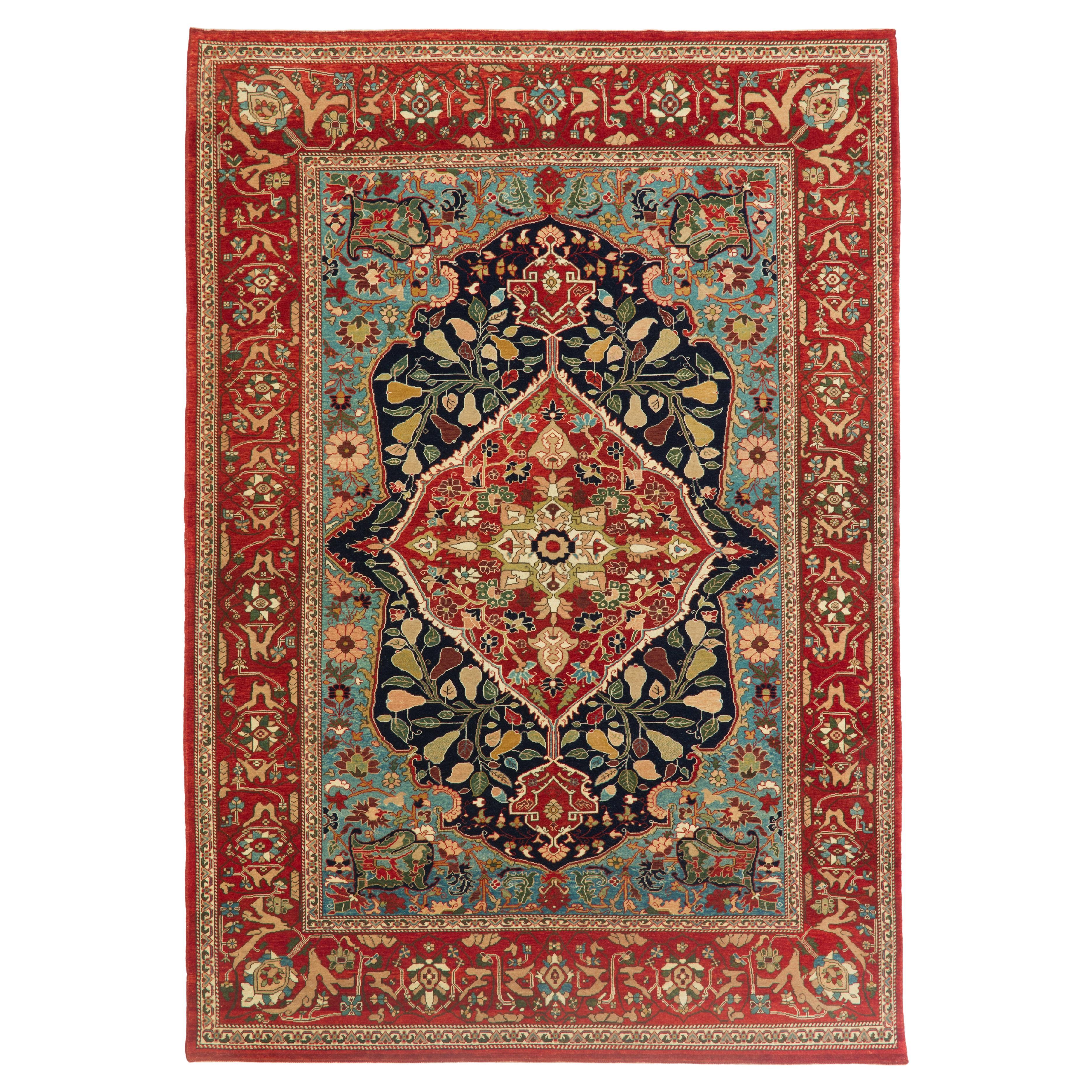 Ararat Rugs Heriz Medaillon Teppich mit Birne Design Revival Teppich natürlich gefärbt im Angebot
