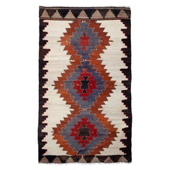 Semi Old Vintage Handgewebter Mut Kilim Zentral Anatolischer Teppich Türkischer Teppich aus Wolle