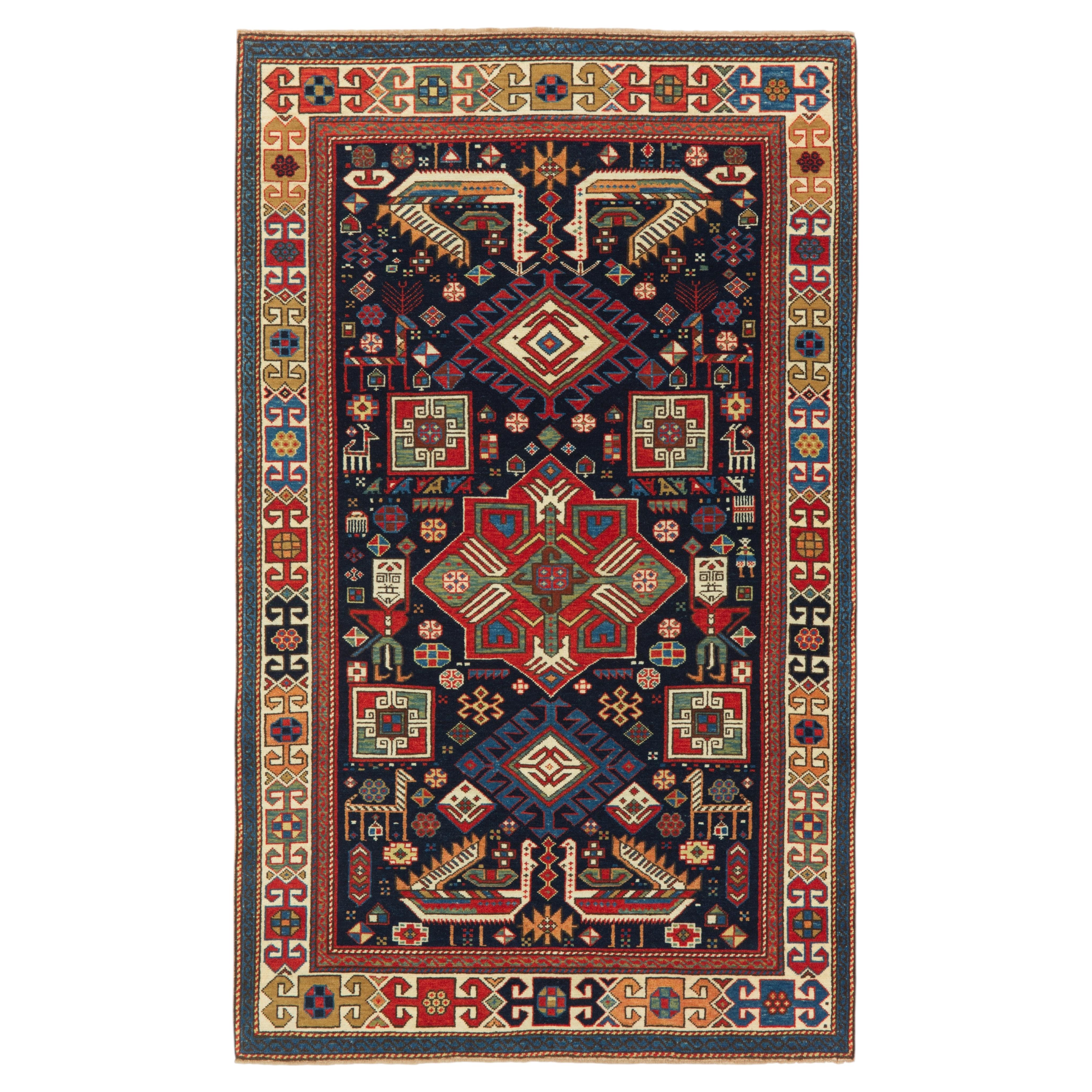 Ararat Rugs Akstafa Kazak Rug - 19th C. Caucasian Revival Carpet Natural Dyed