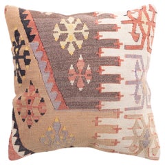 Vintage & Old Kilim Cushion Cover, Anatolian Yastik Turkish Modern Pillow 4414