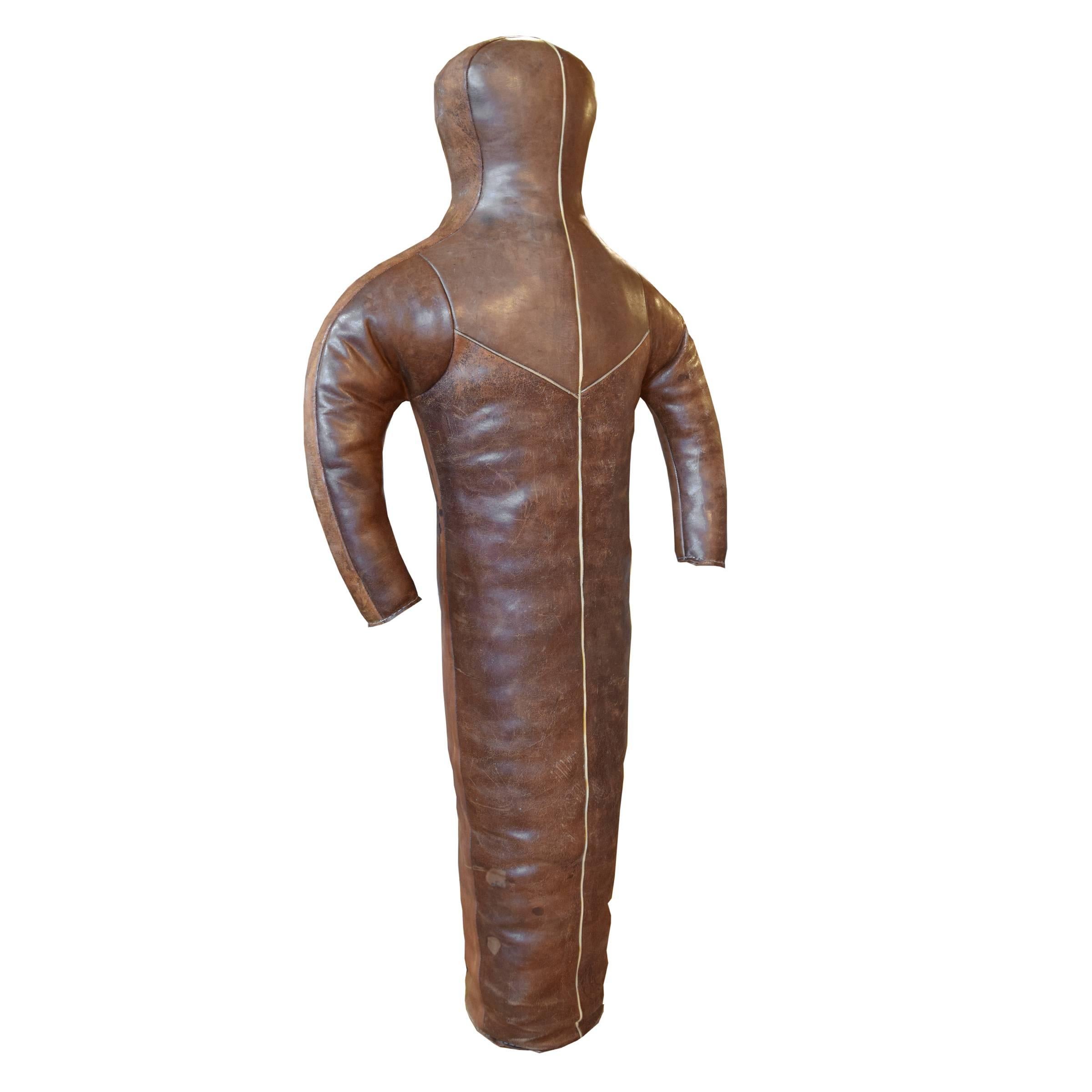 Fun leather wrestling dummy from a gymnasium in the Czech Republic, circa 1930. Practice your moves at home!