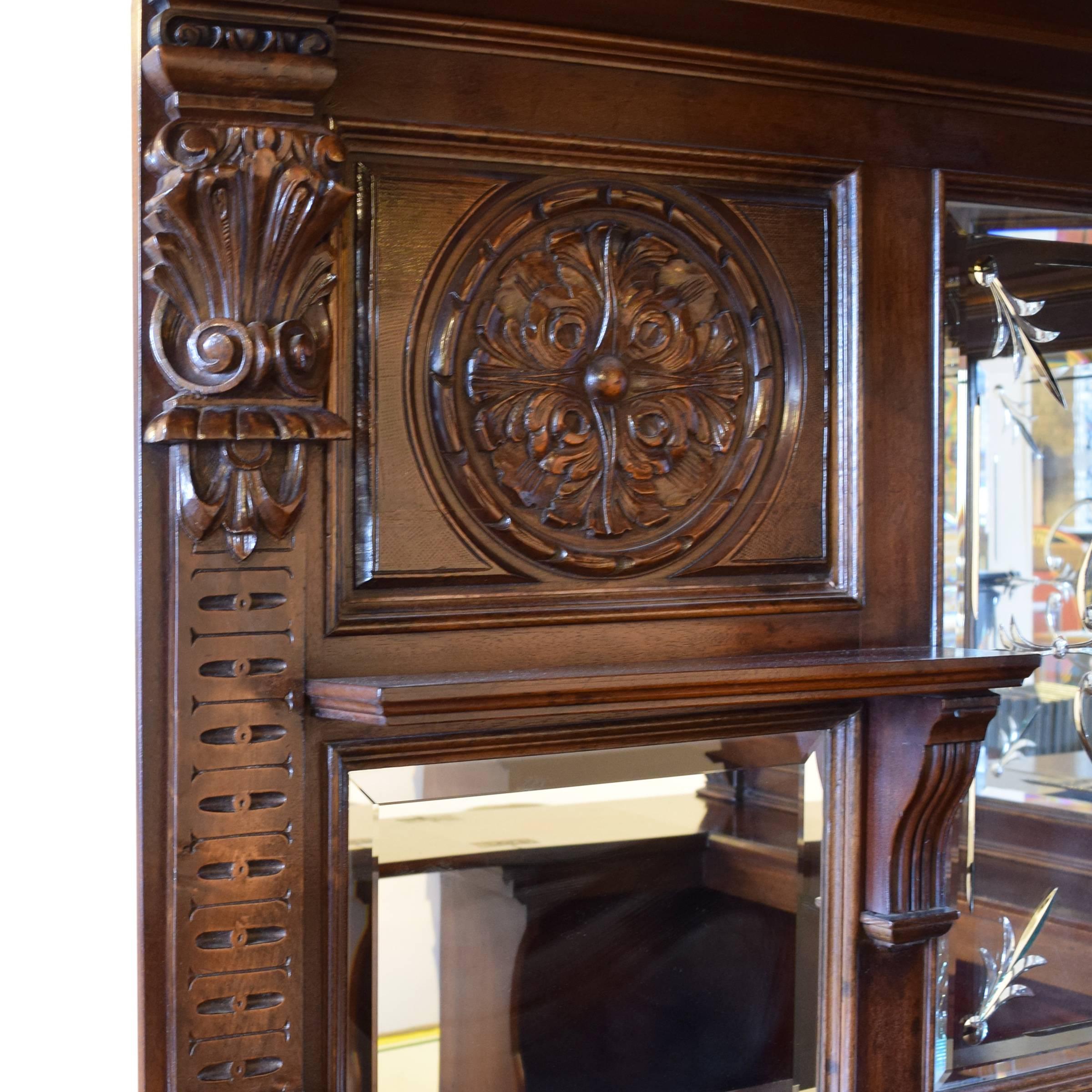 English Carved Wood, Glass and Mirror Bar 1