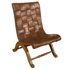 French Woven Leather Chair