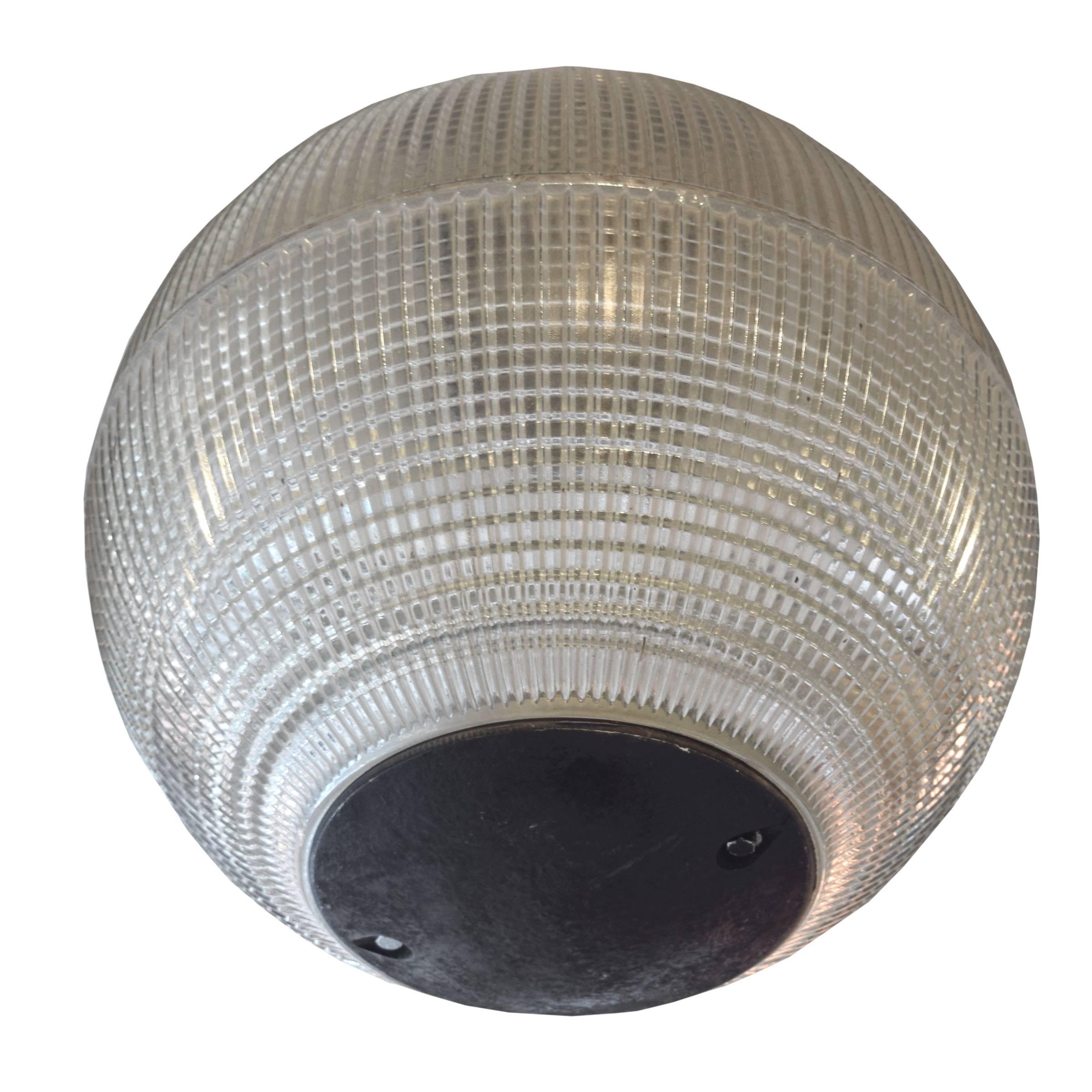 French Parisian Spherical Holophane Pendant